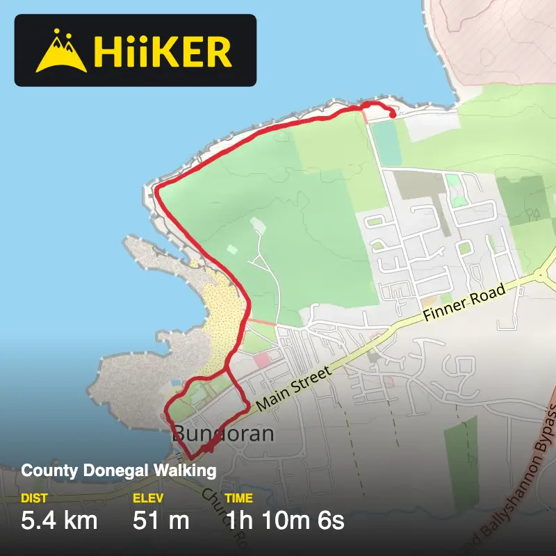A map preview of the recording County Donegal Walking.