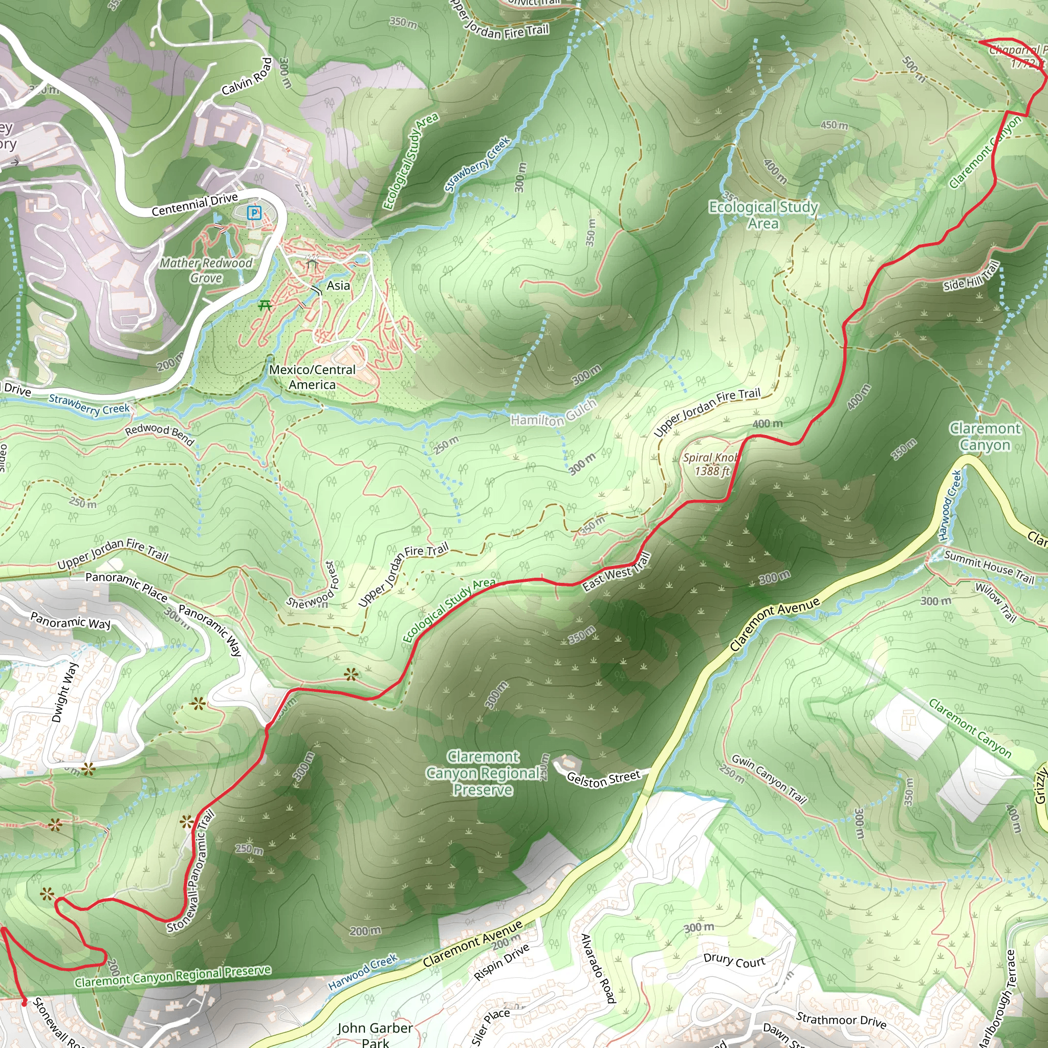 Spiral Knob and Chaparral Peak via Stonewall - Panoramic Trail mobile static map