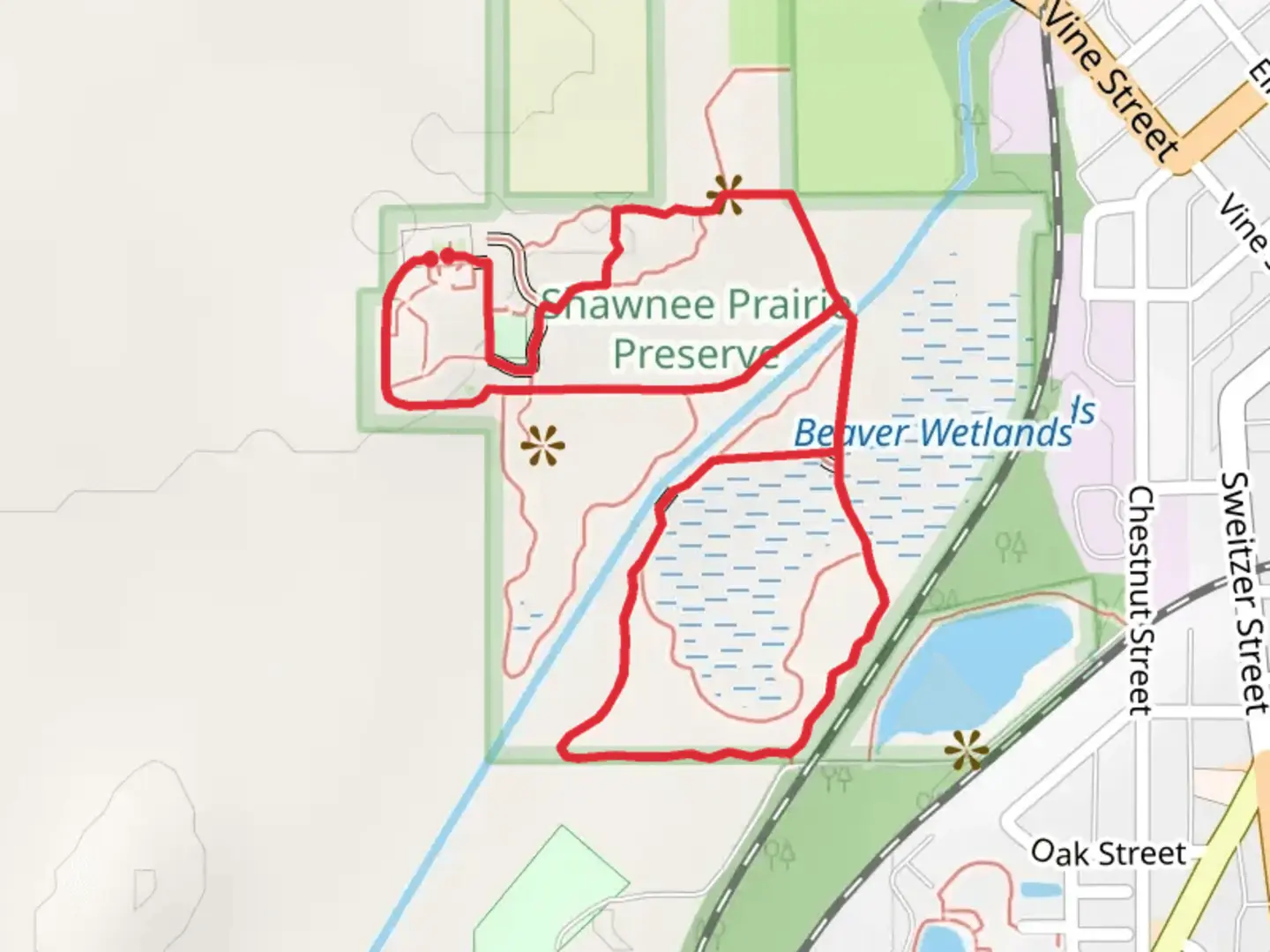 An image depicting the trail Old Thyme Garden and Mud Creek Loop and its surrounding area.