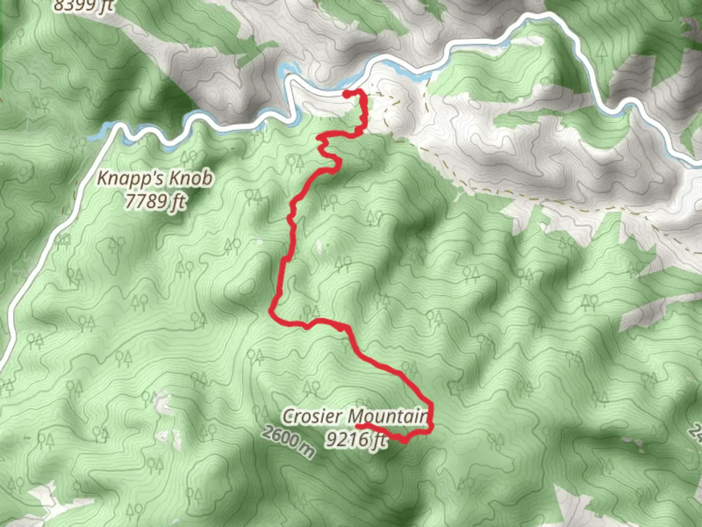 An image depicting the trail Crosier Mountain and its surrounding area.