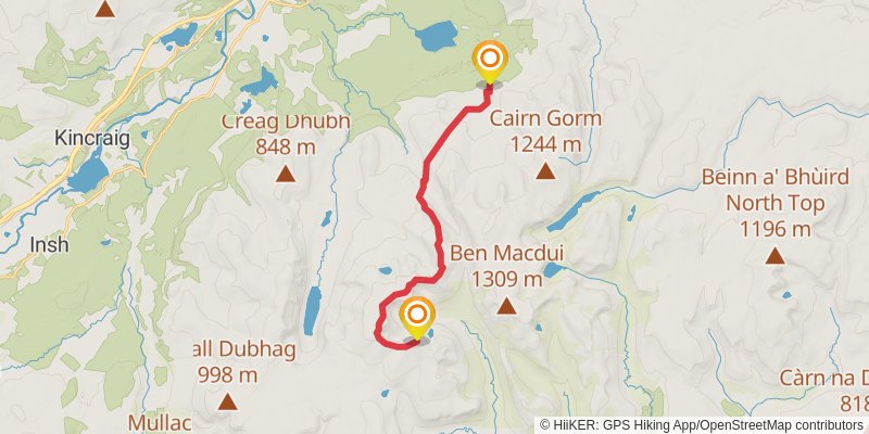 The Angel's Peak and Braeriach via Chalamain Gap stage 2 Map