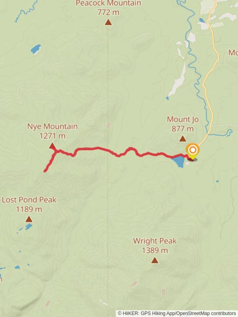 An image depicting the trail Nye Mountain and Street Mountain Trail via Heart Lake and its surrounding area.
