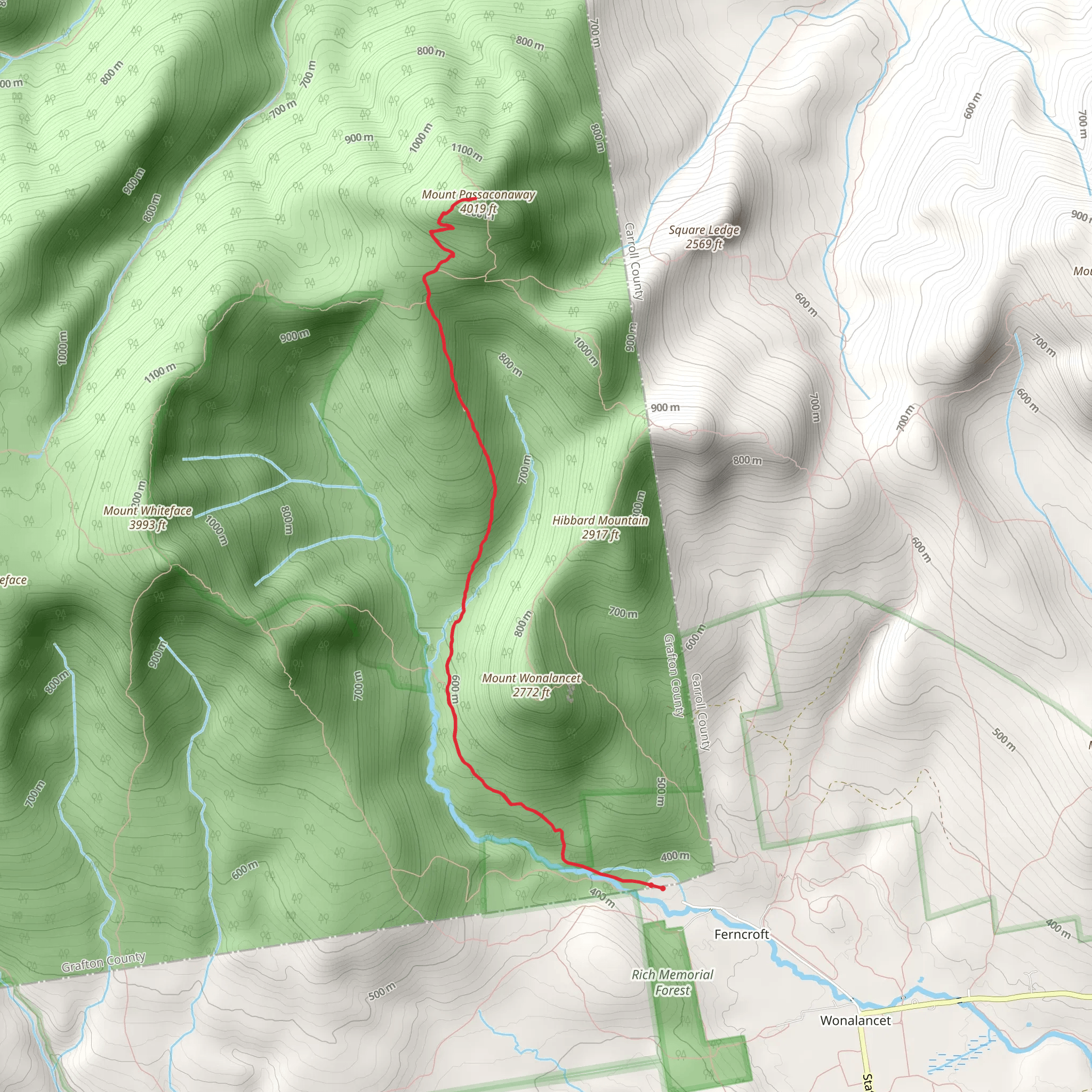 Mount Passaconaway via Dicey's Mill Trail mobile static map