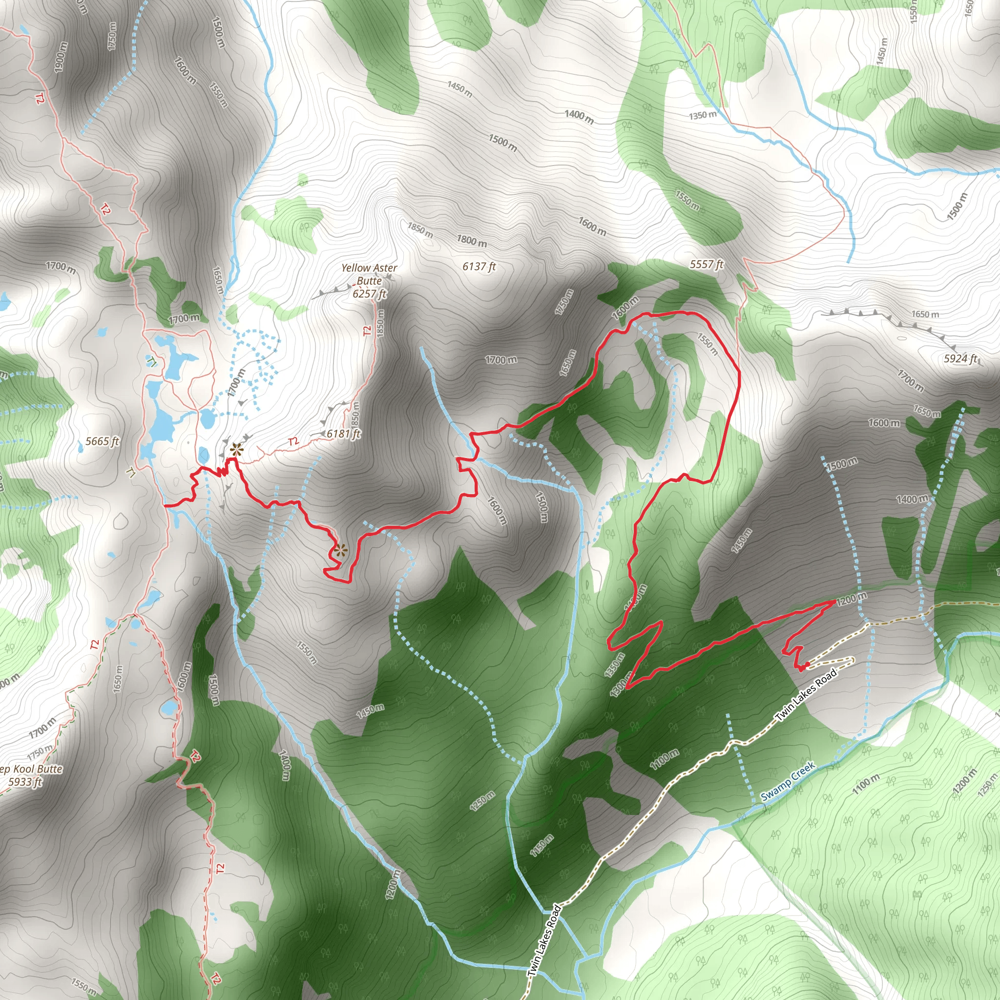 Yellow Aster Butte Trail mobile static map