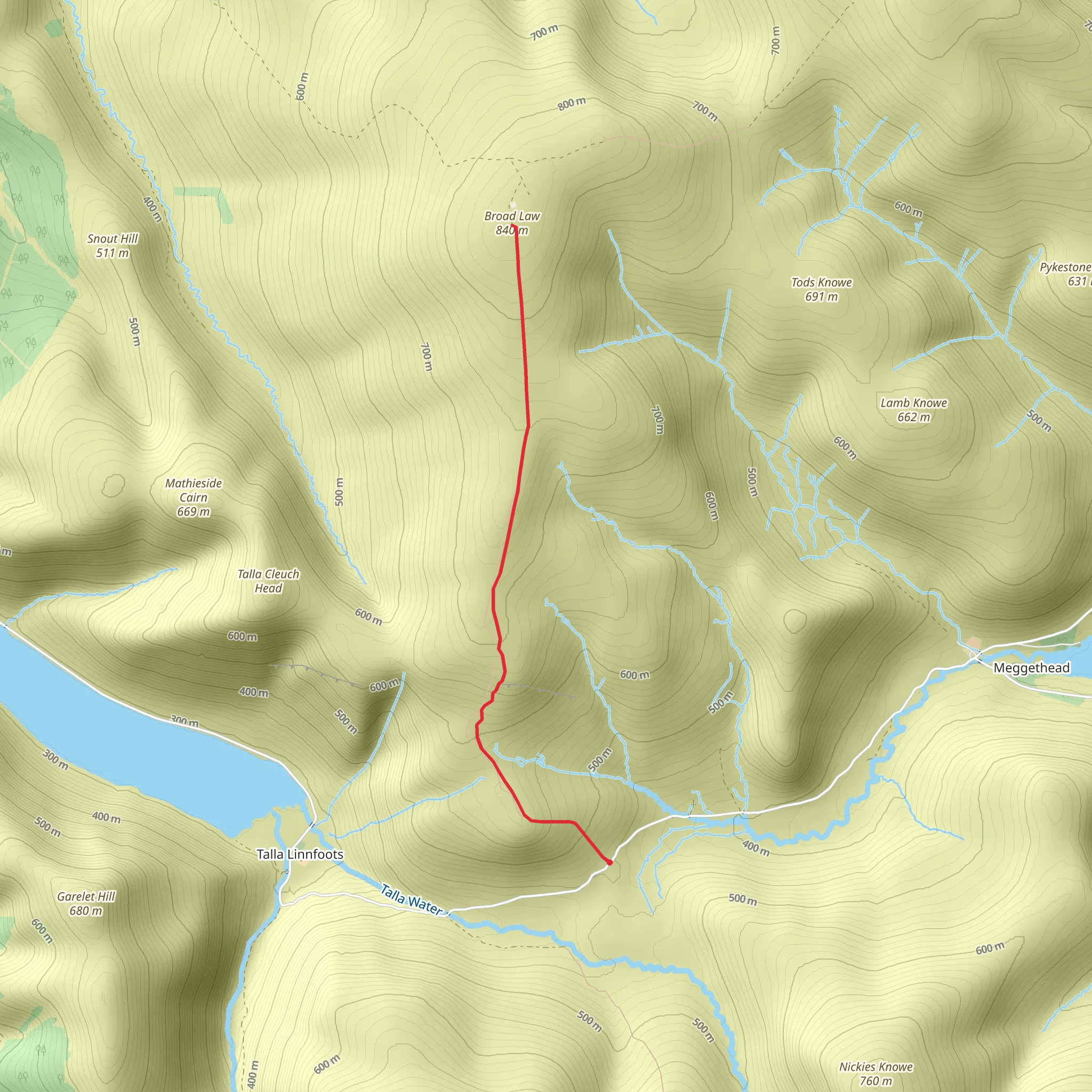 Broad Law from the Megget Stone mobile static map