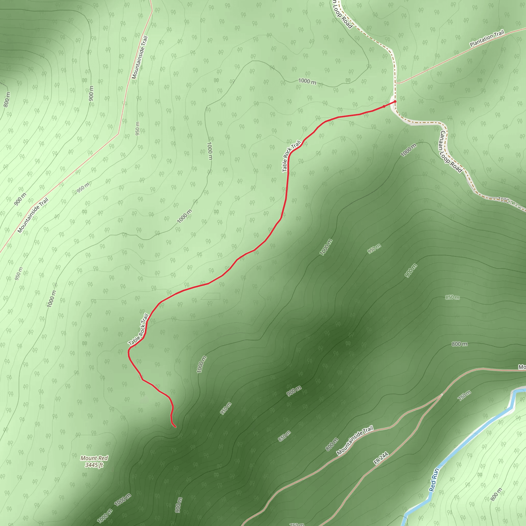Table Rock Trail - Canaan Loop Road mobile static map
