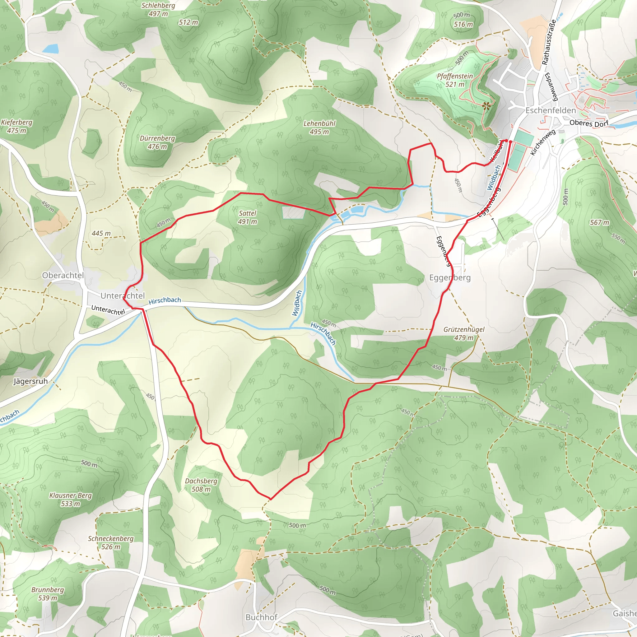 Eschenfelden Rundweg 6 mobile static map