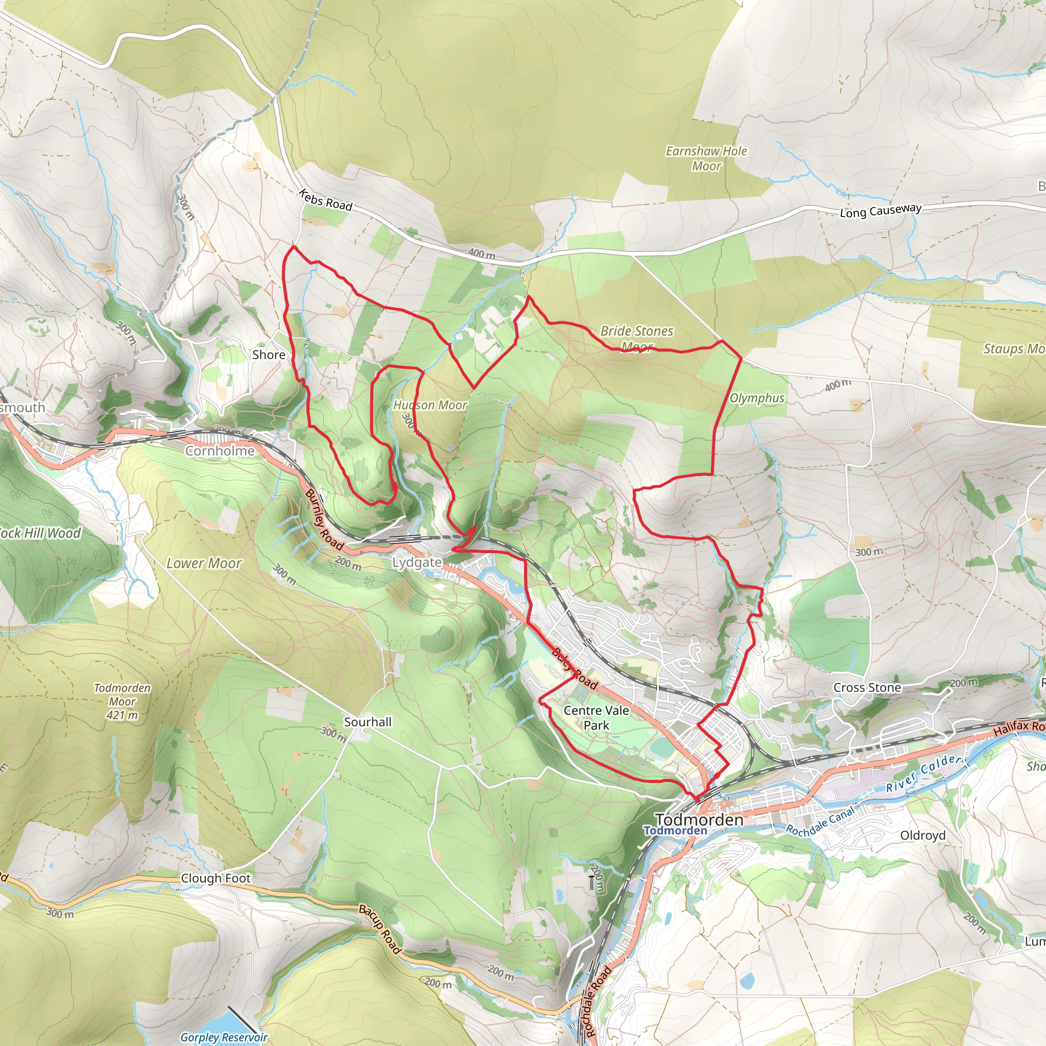 Kitson Wood and Bride Stones Moor Loop mobile static map