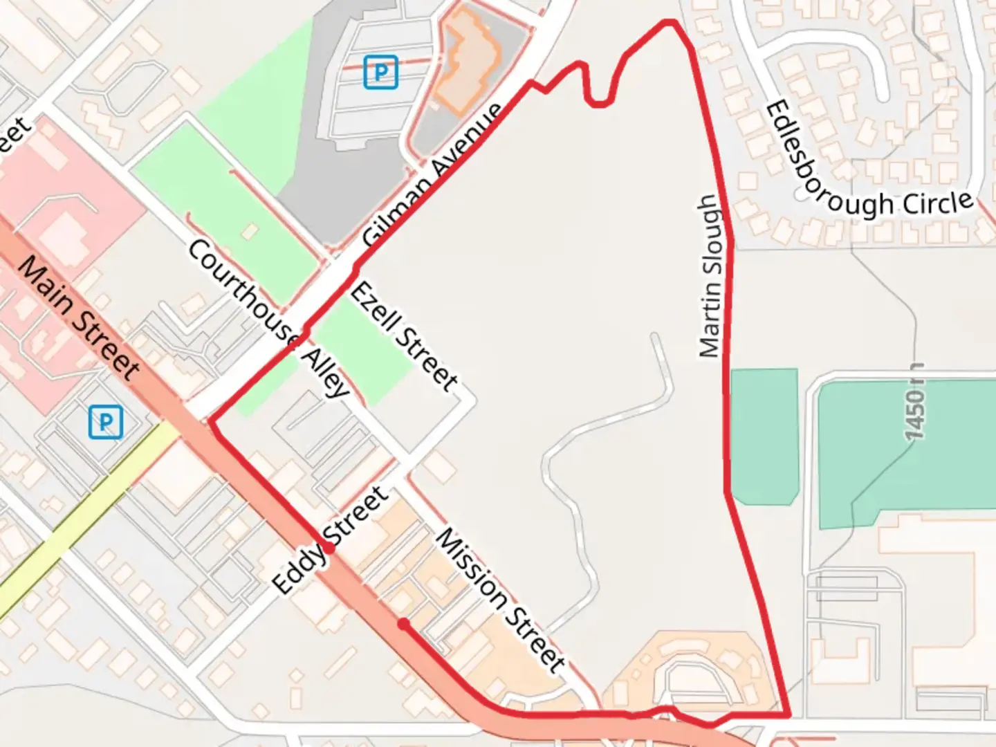 An image depicting the trail Martin Slough Loop and its surrounding area.