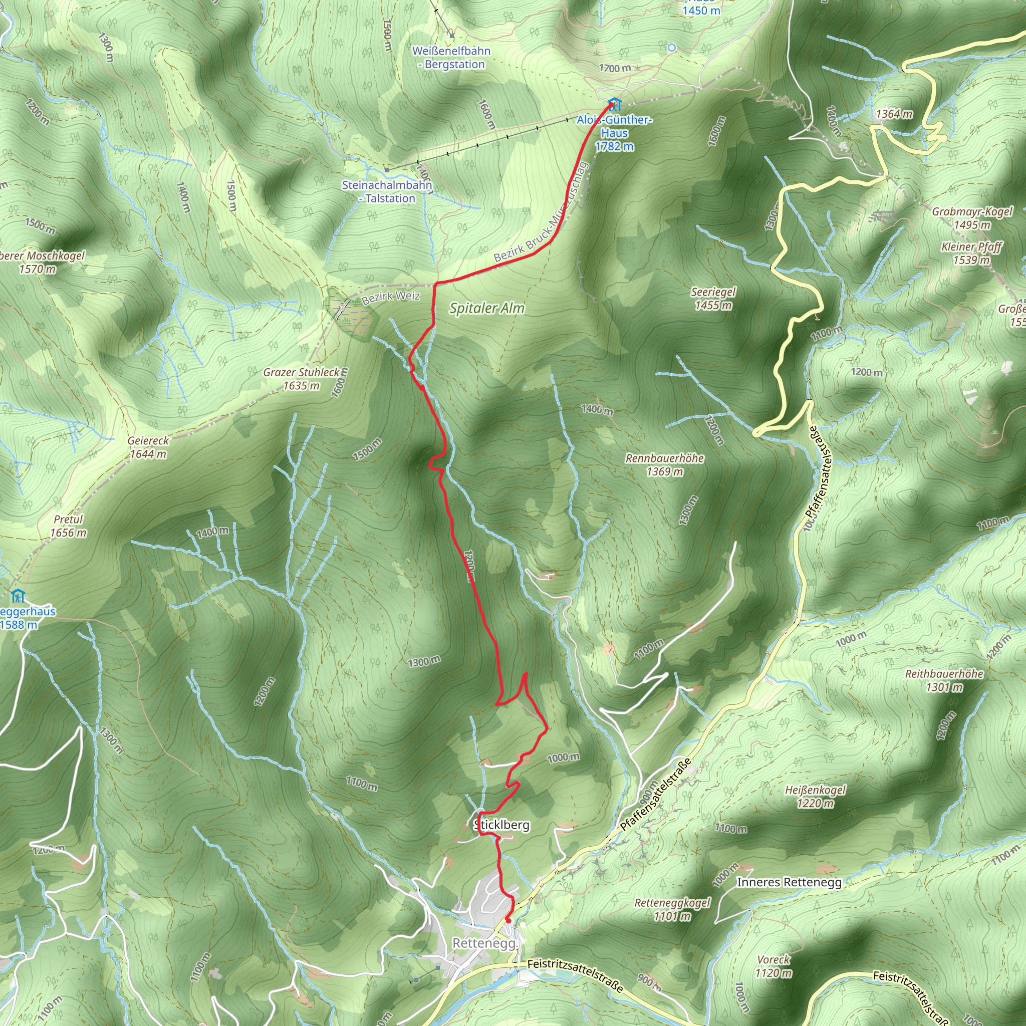 Rettenegg - Stuhleck - via the Planet Trail mobile static map