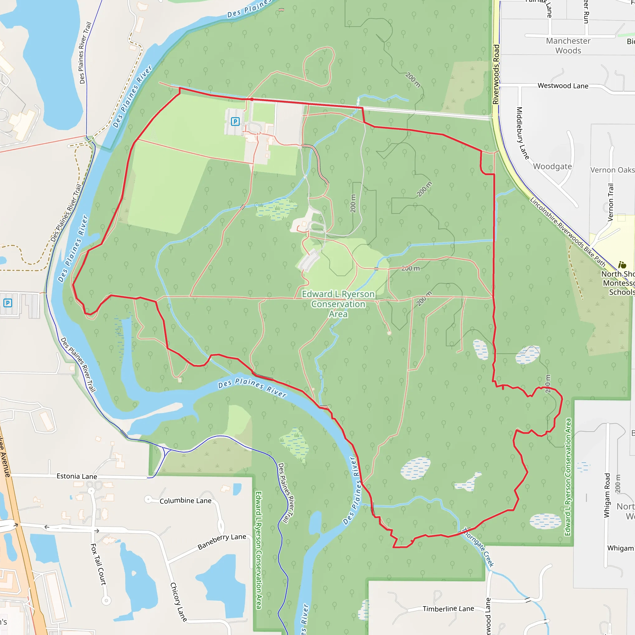 Loop around Des Plaines River mobile static map