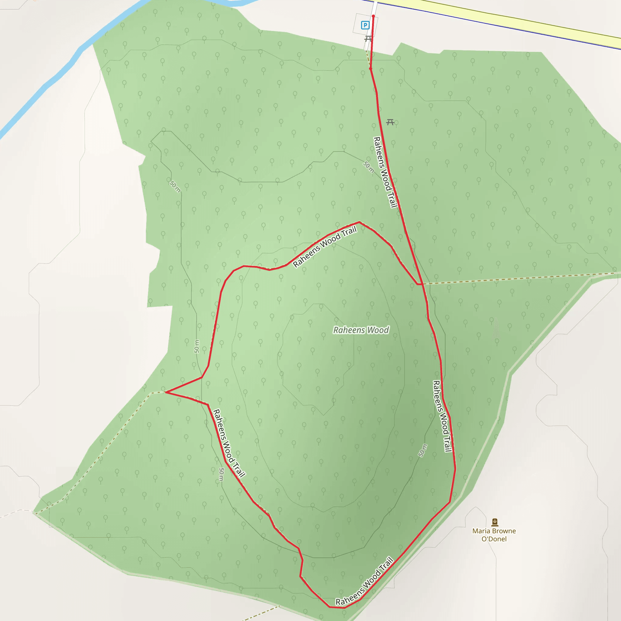 Raheens Wood Trail mobile static map
