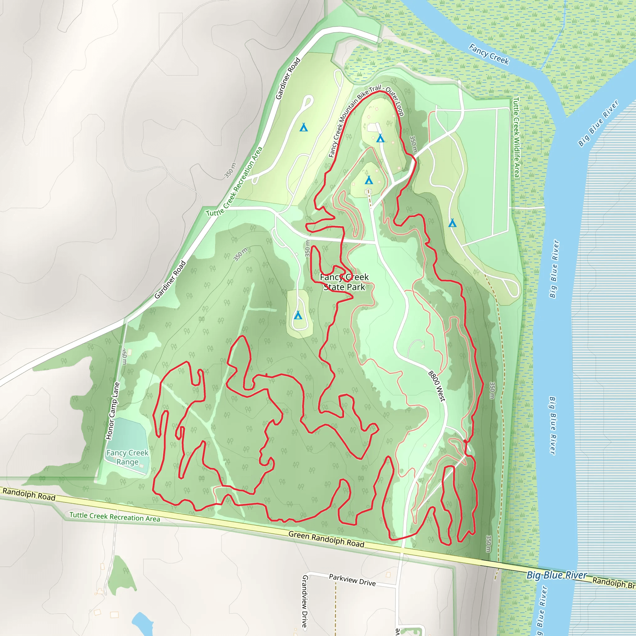 Fancy Creek State Park Loop mobile static map