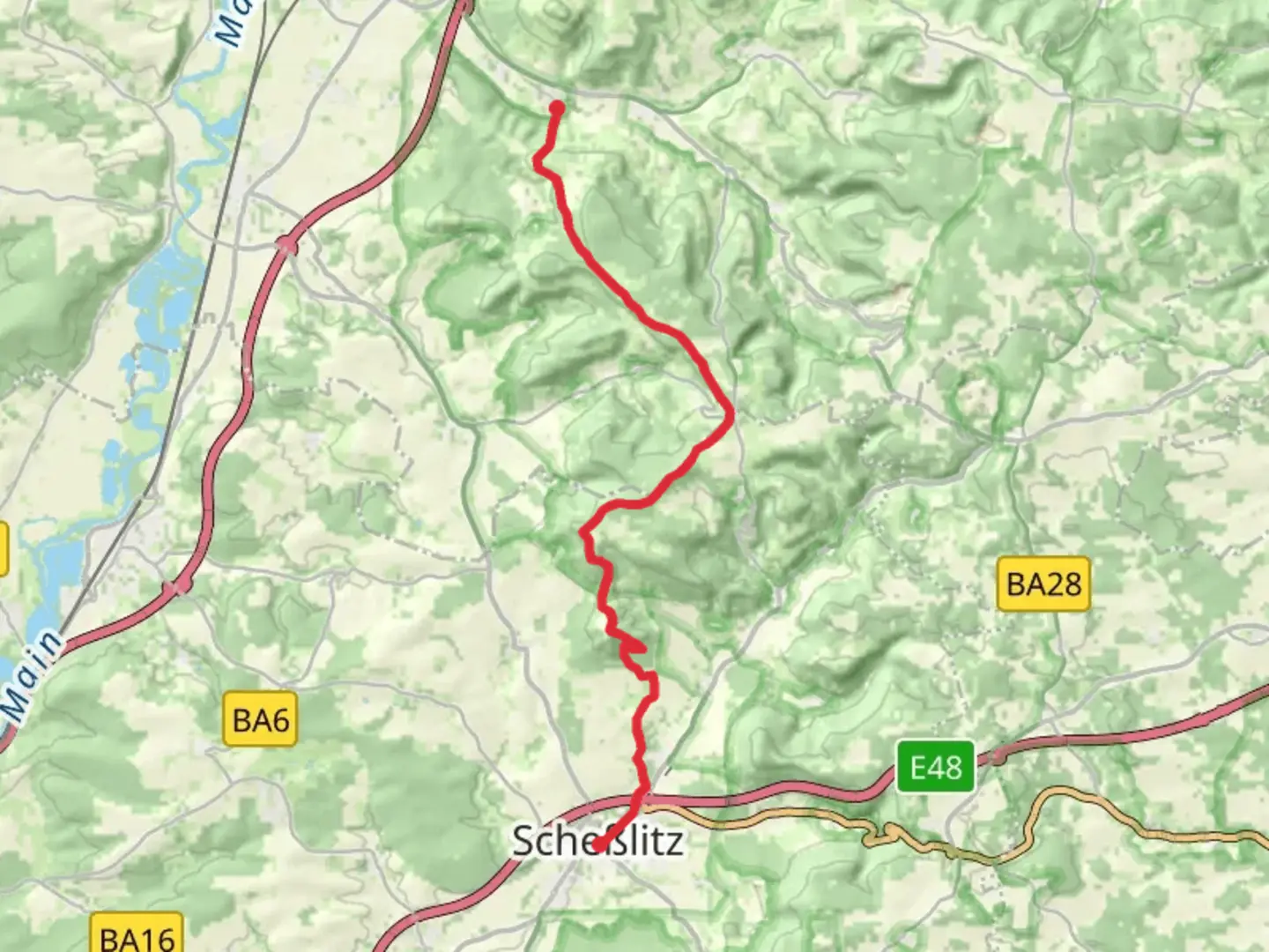 An image depicting the trail Loffeld and Schesslitz Walk and its surrounding area.