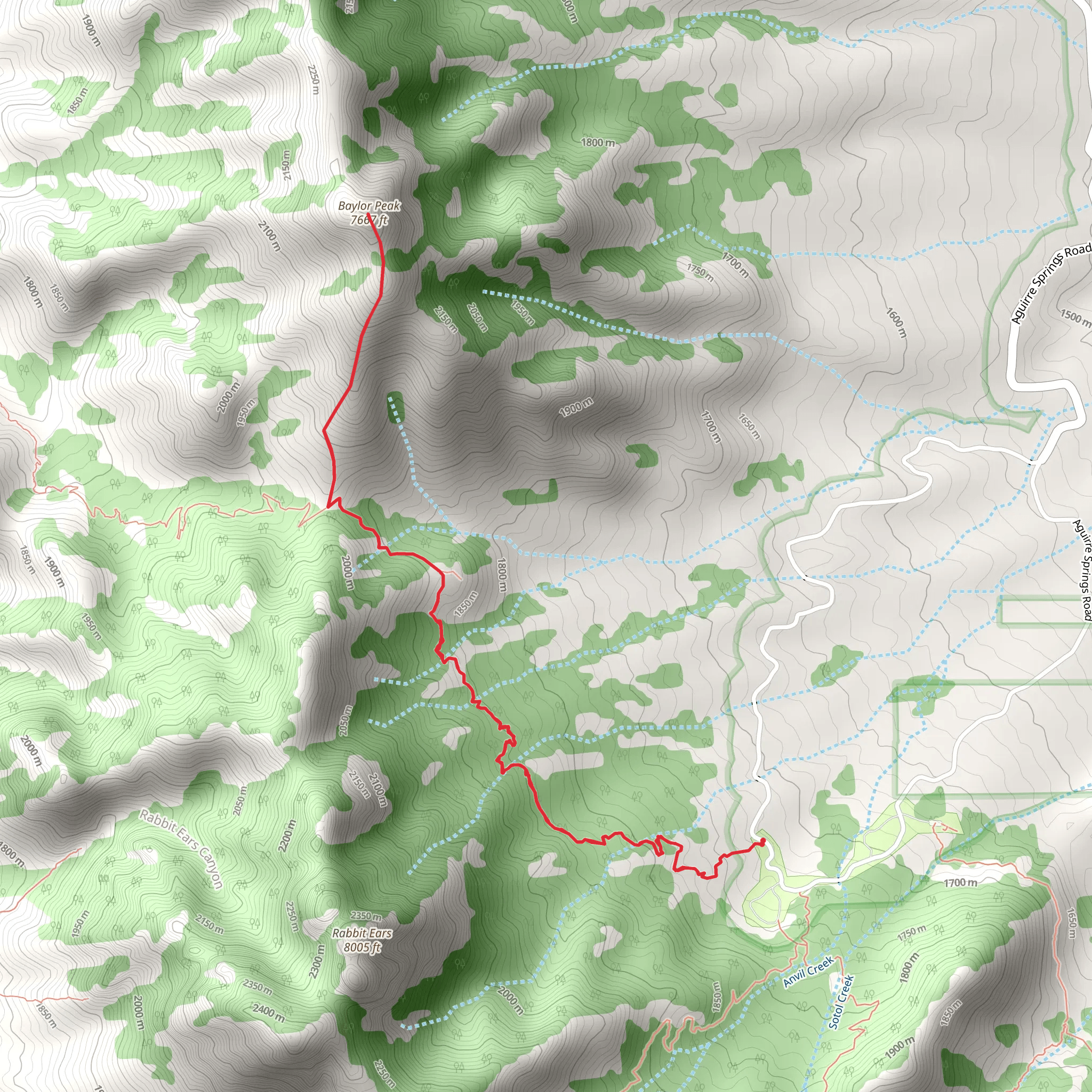 Baylor Peak via Baylor Canyon Pass mobile static map