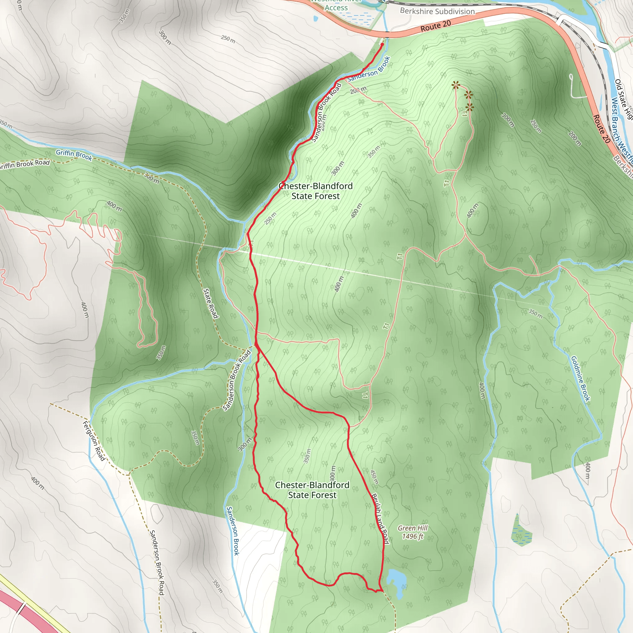 Chester-Blandford State Forest Loop mobile static map