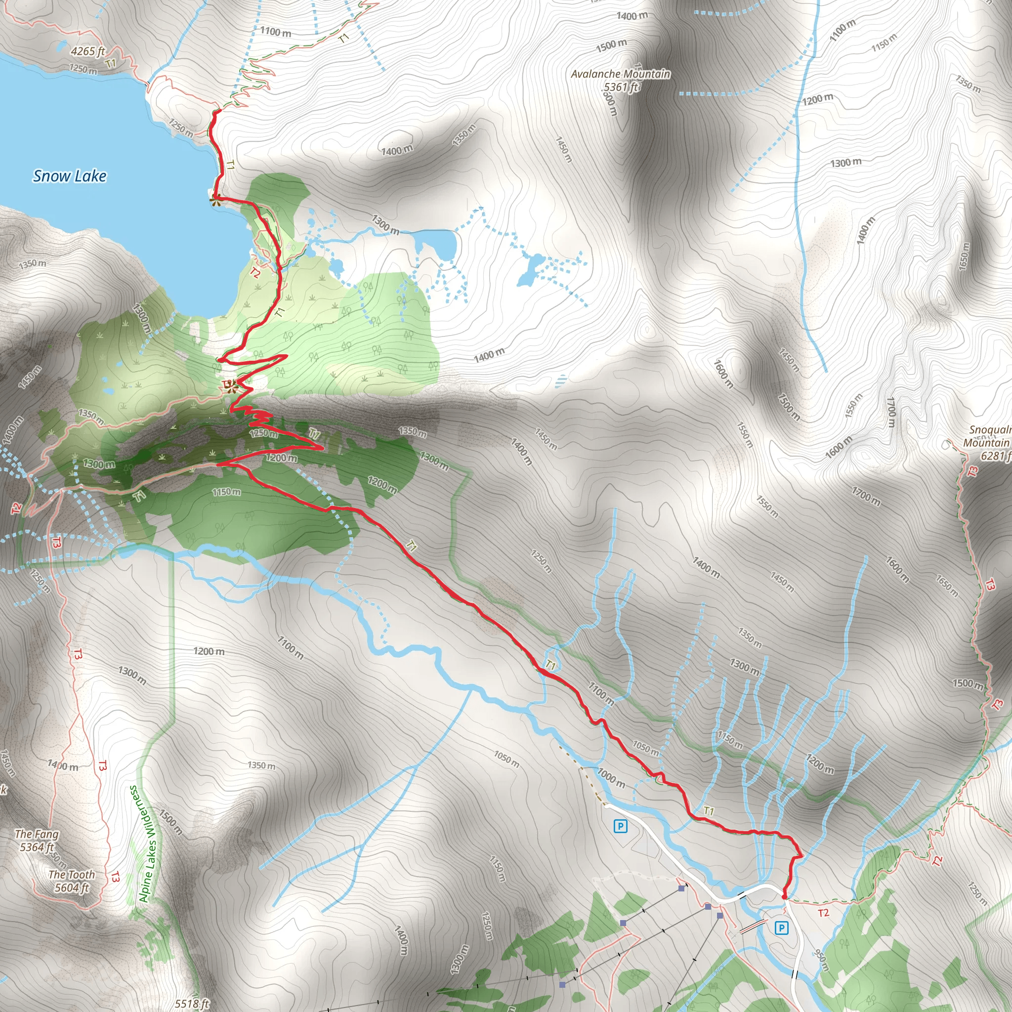Snow Lake Trail mobile static map
