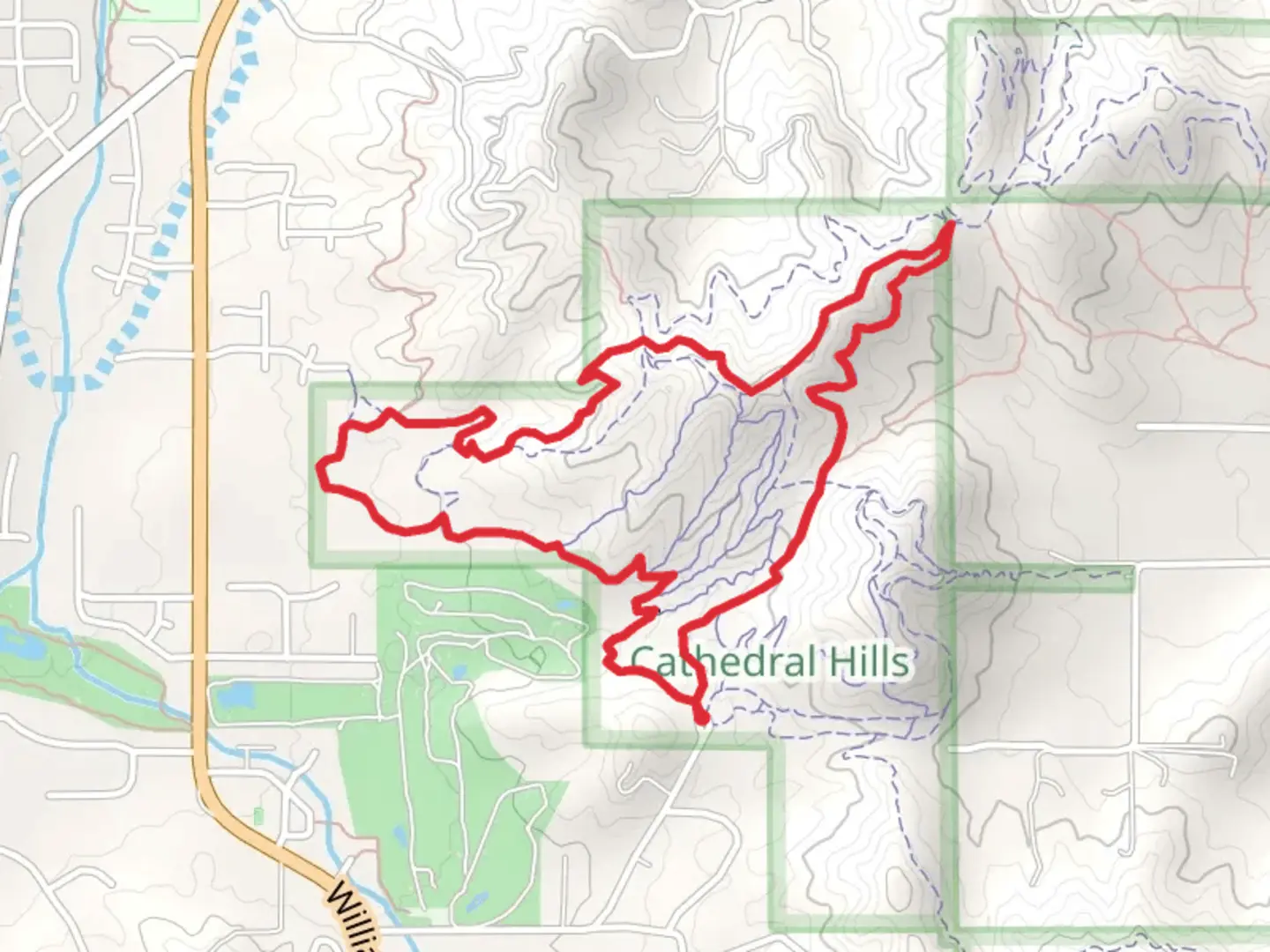 An image depicting the trail Outback Loop Trail and its surrounding area.
