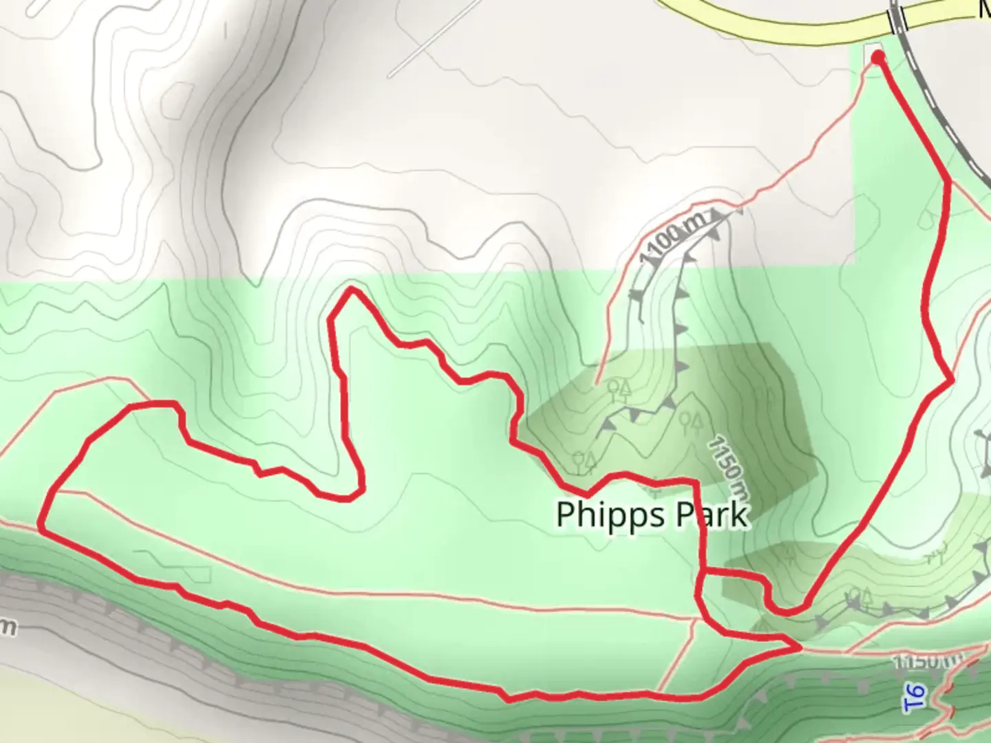 An image depicting the trail Phipps Park Long Loop and its surrounding area.