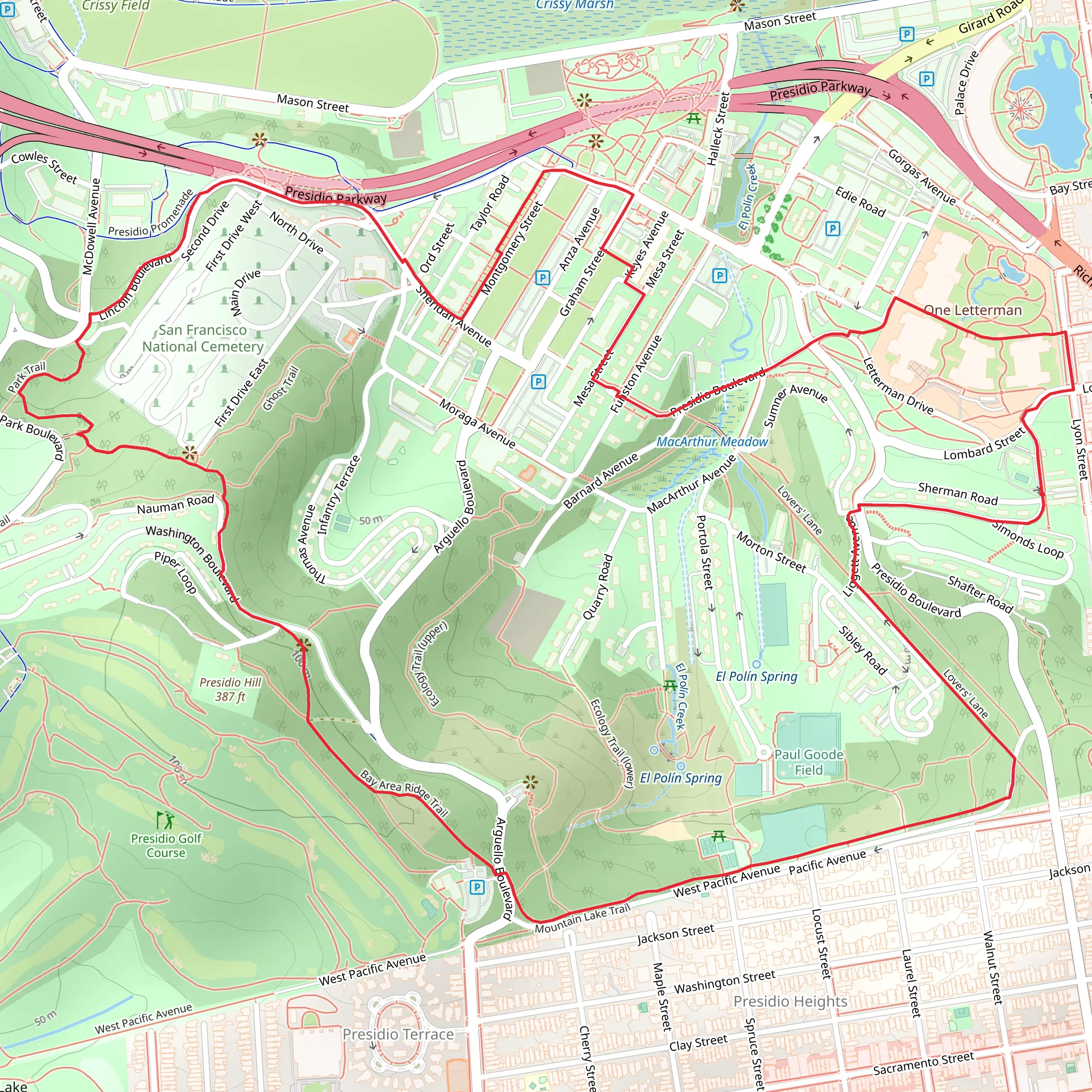 Morton Street Field Loop mobile static map