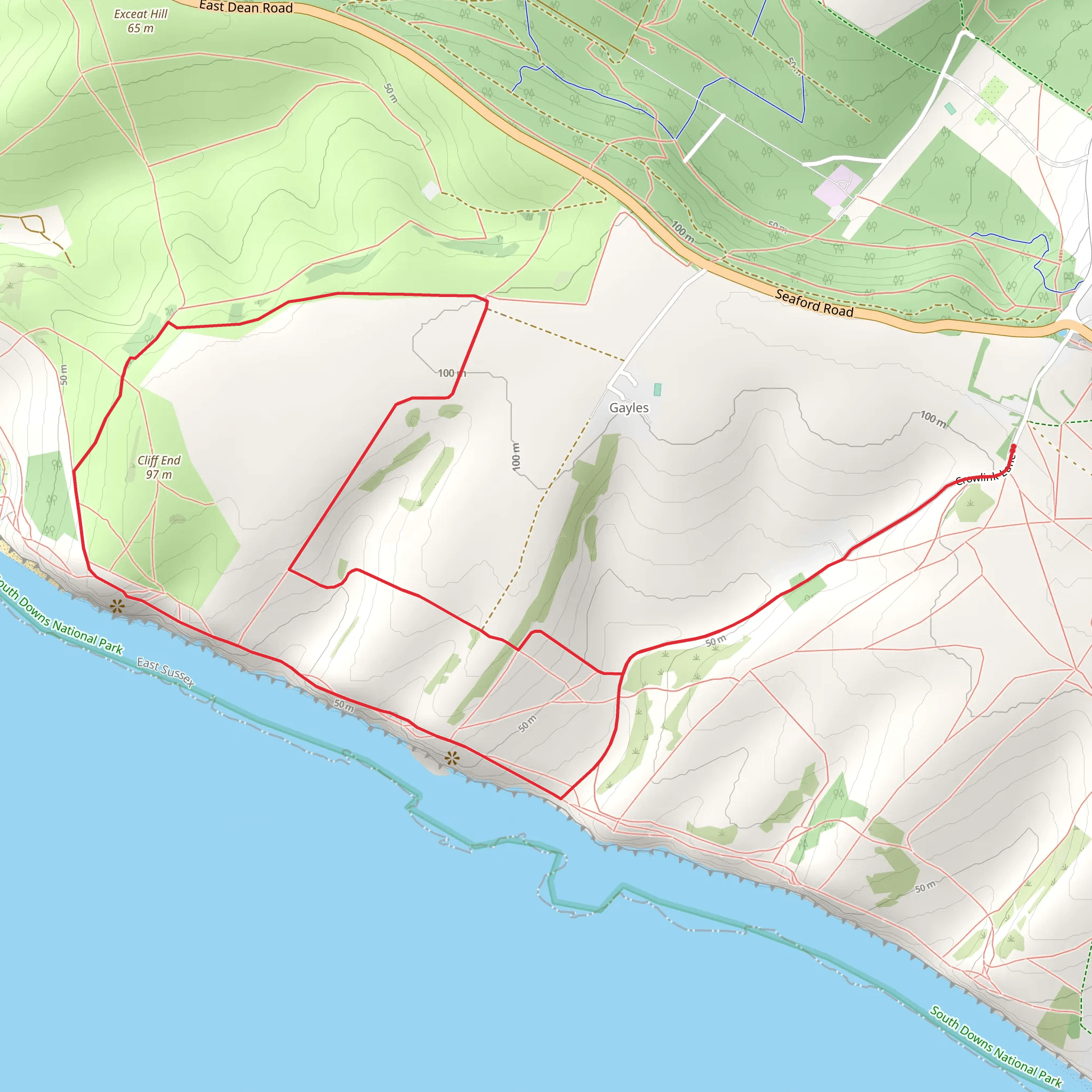 Seven Sister Country Park Loop - Friston mobile static map