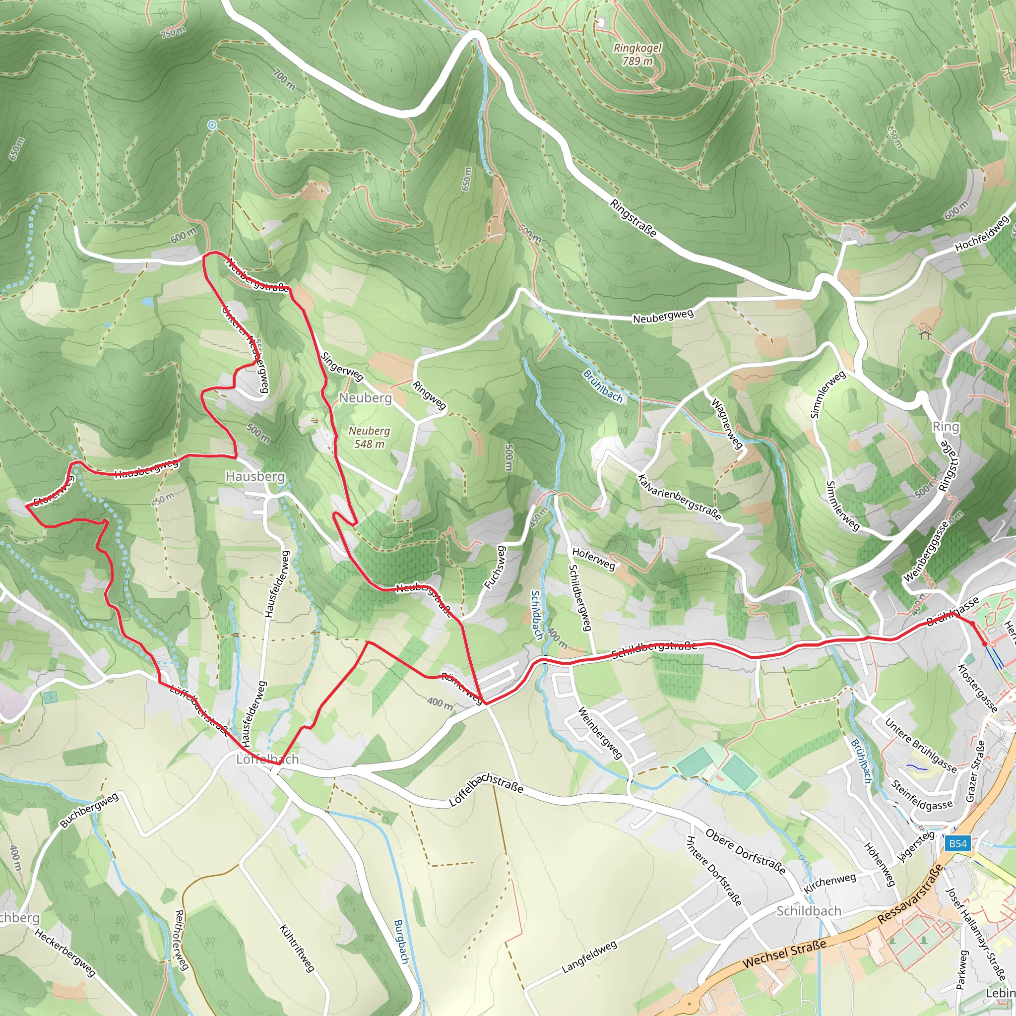 Villa Rustica to the Hausberg mobile static map