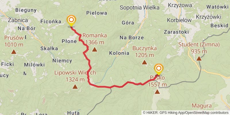 Main Beskid Trail stage 5 Map