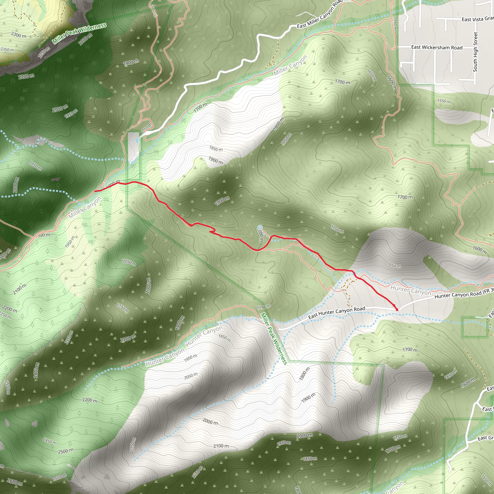 Hunter Canyon Trail mobile static map