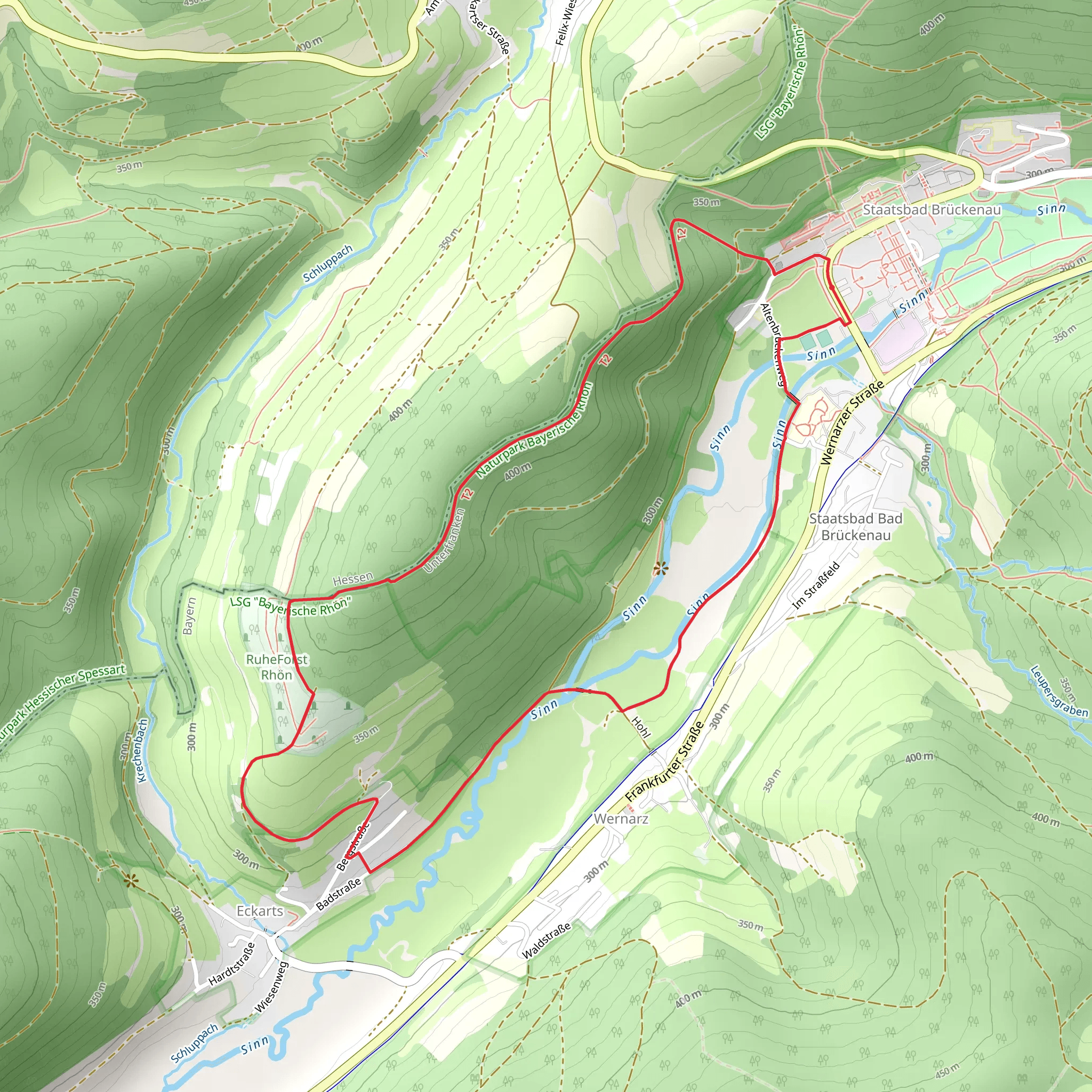 Fondsberg, Trauerwald and River Sinn Loop mobile static map