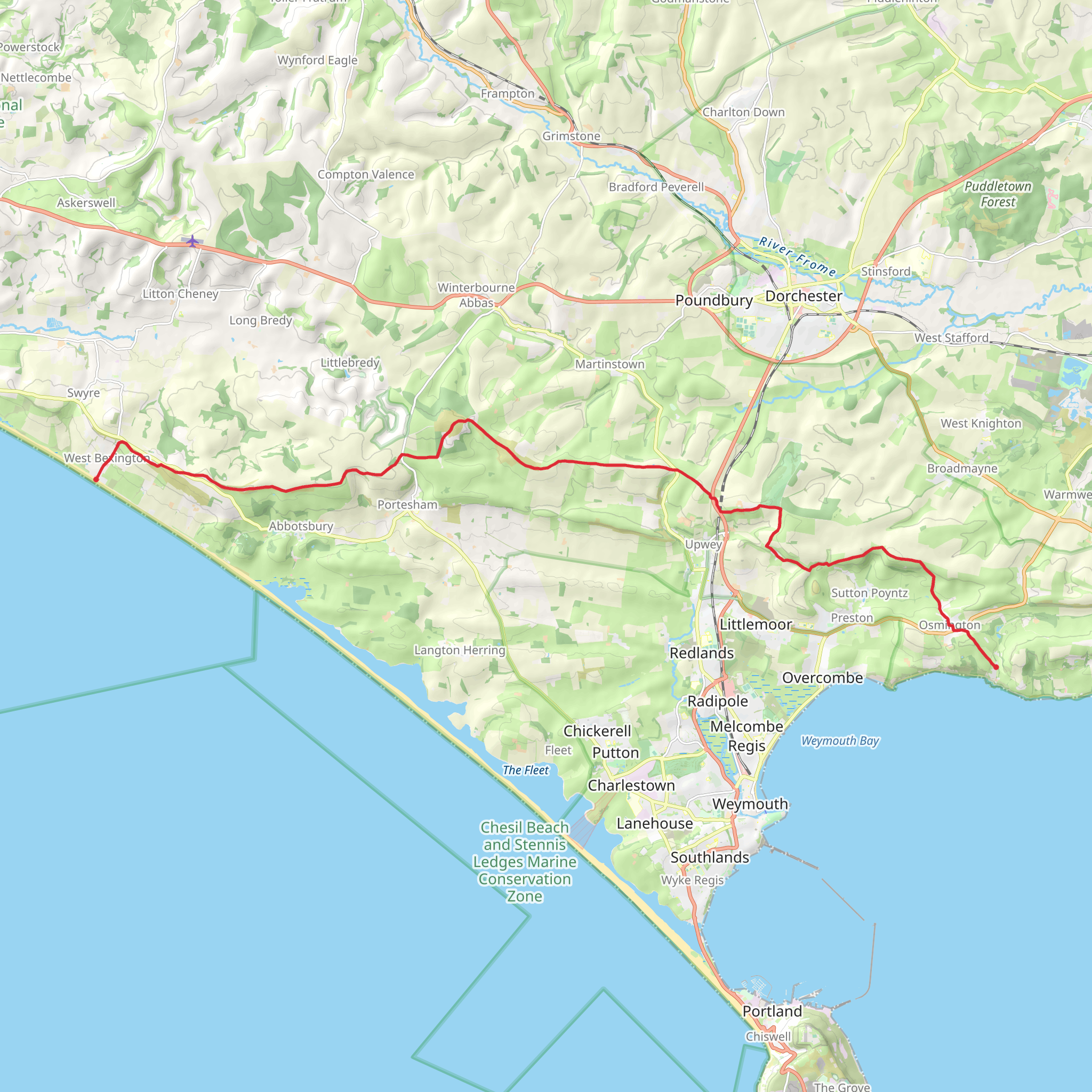 South Dorset Ridgeway mobile static map