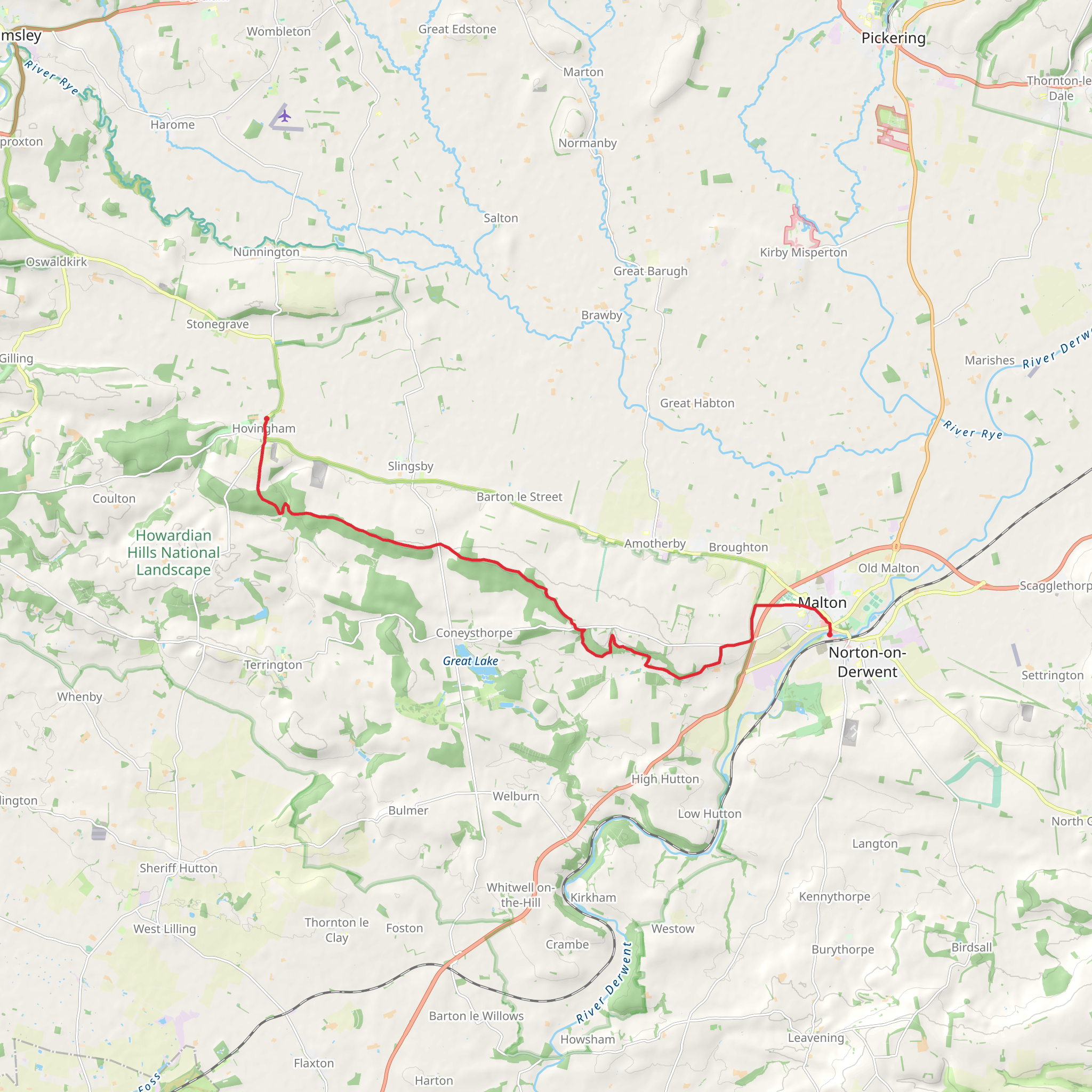 Hovingham to Malton Walk mobile static map