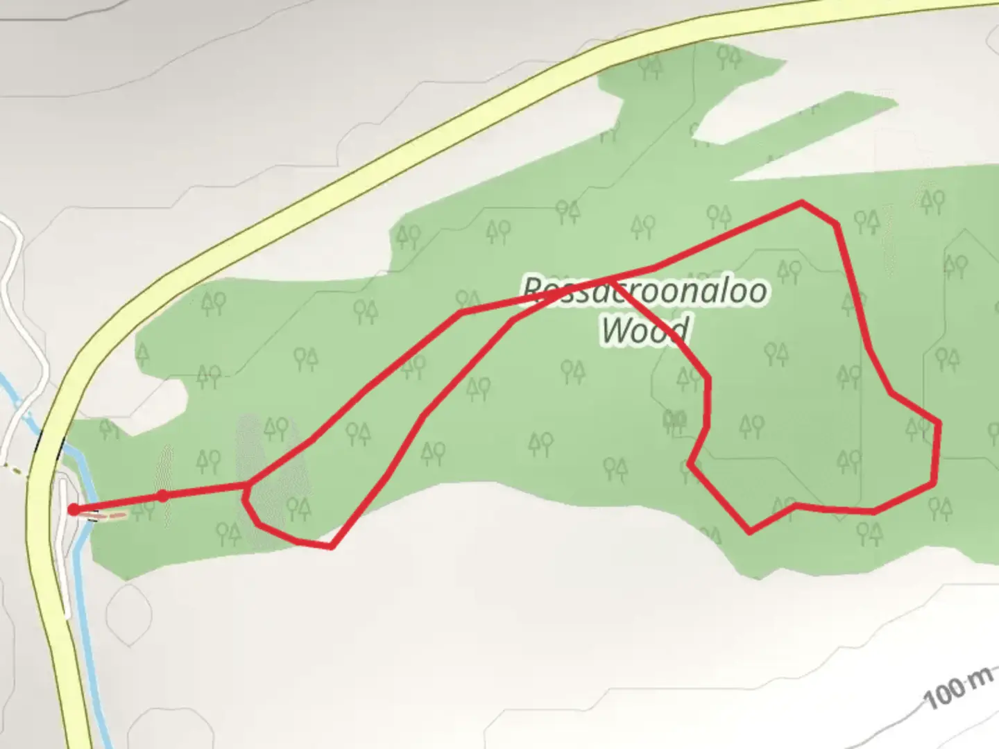 An image depicting the trail Rossacroo Wood - Milenium Park Trail and its surrounding area.