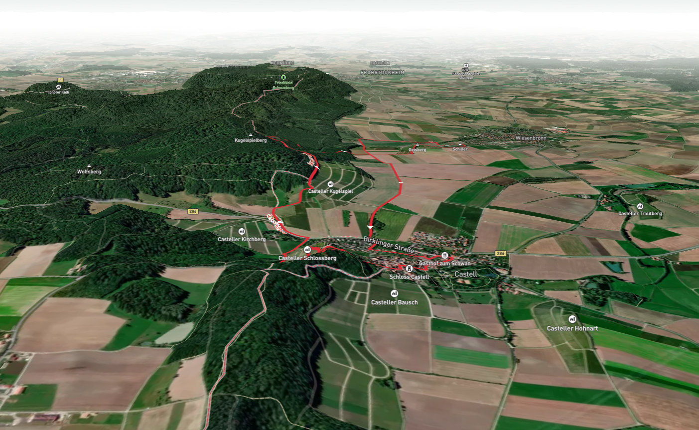 Mahrenberg, Burgsstall Oberschloss and Hallerberg Loop via Casteller Weg