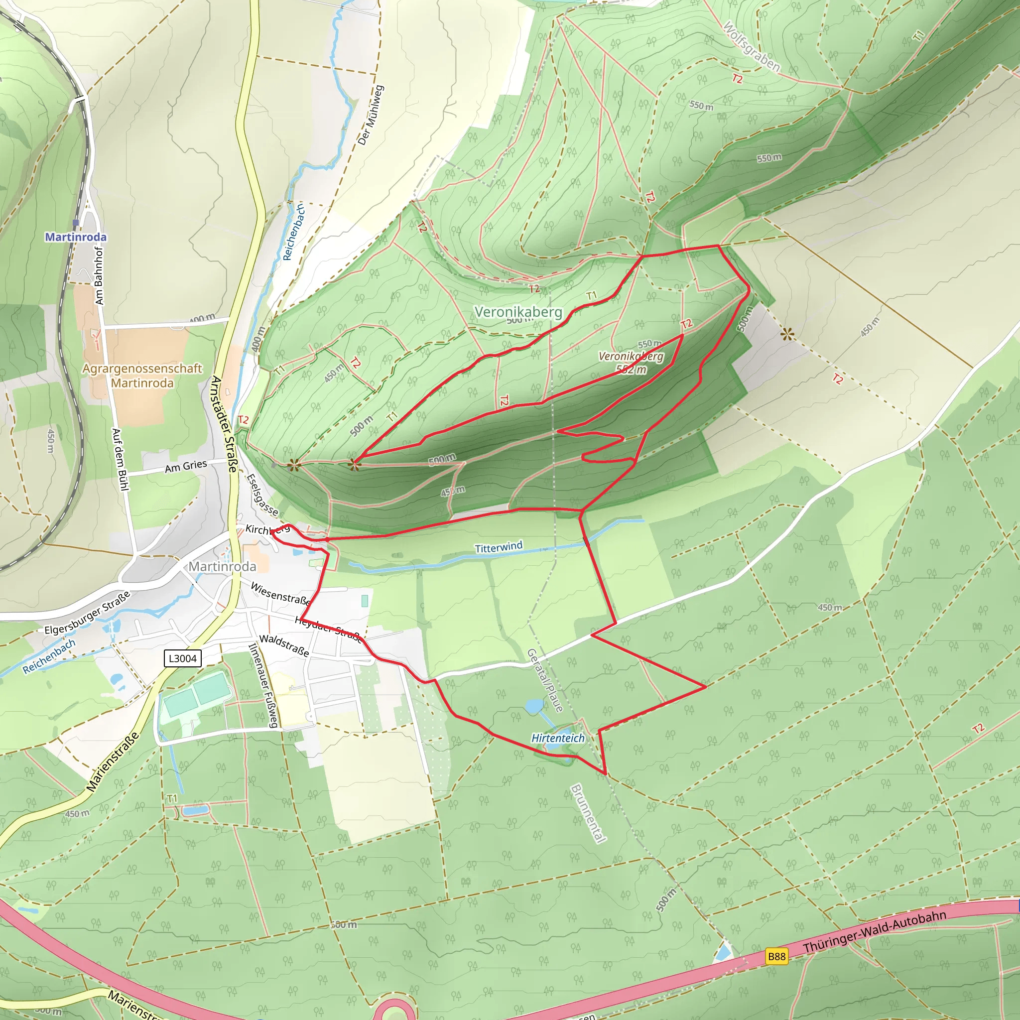 Hirtenteich, Veronikaberg and Karolinenblick Loop mobile static map
