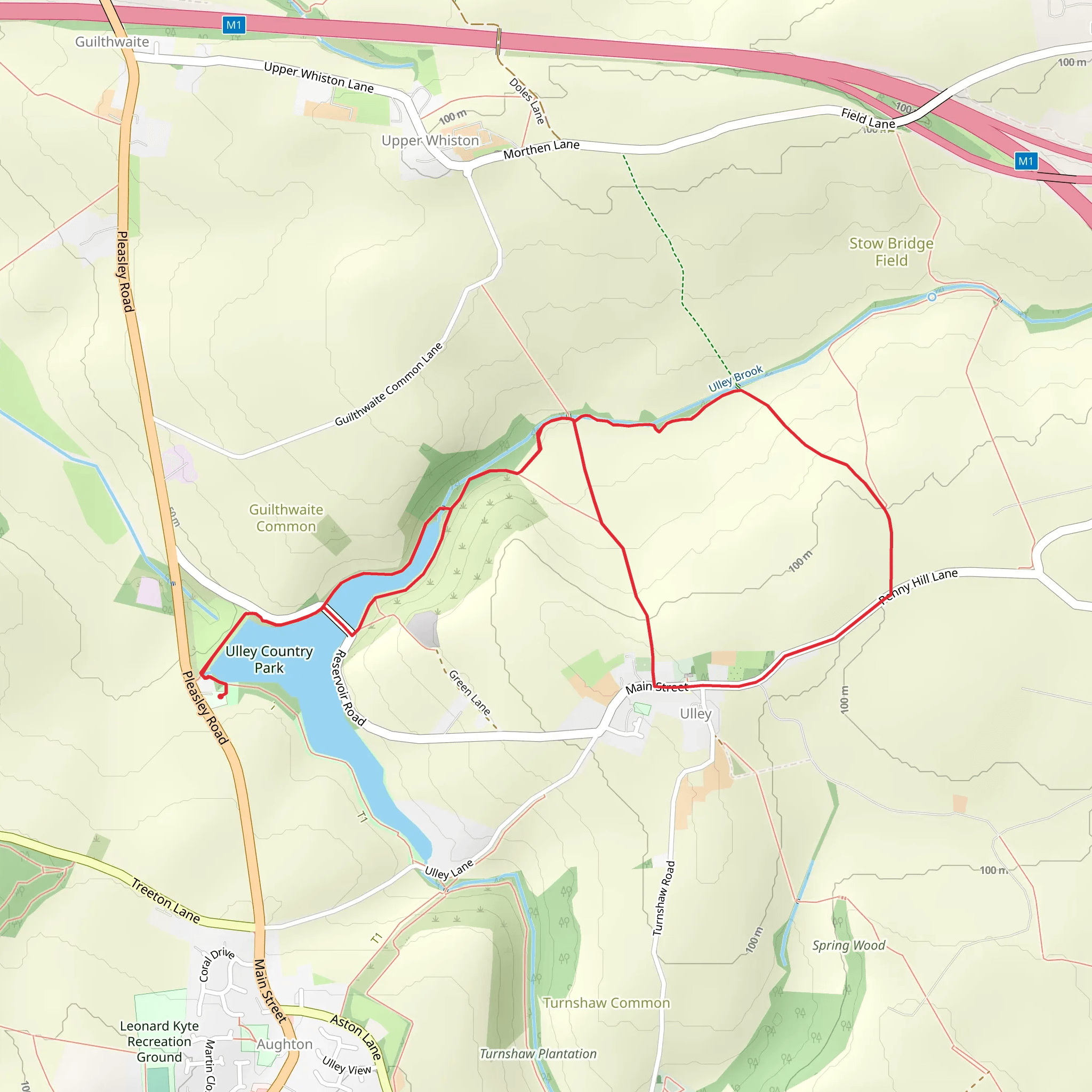 Ulley Reservoir and Country Park Loop mobile static map