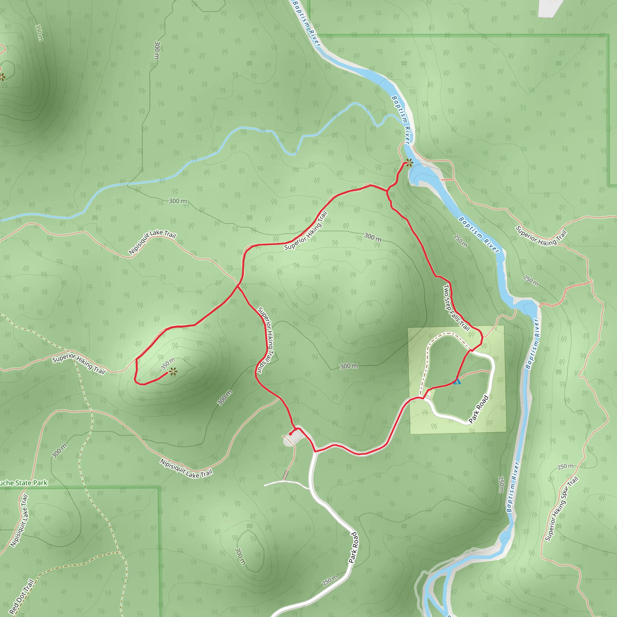Superior Hiking Trail and Two Step Falls Loop Trail mobile static map
