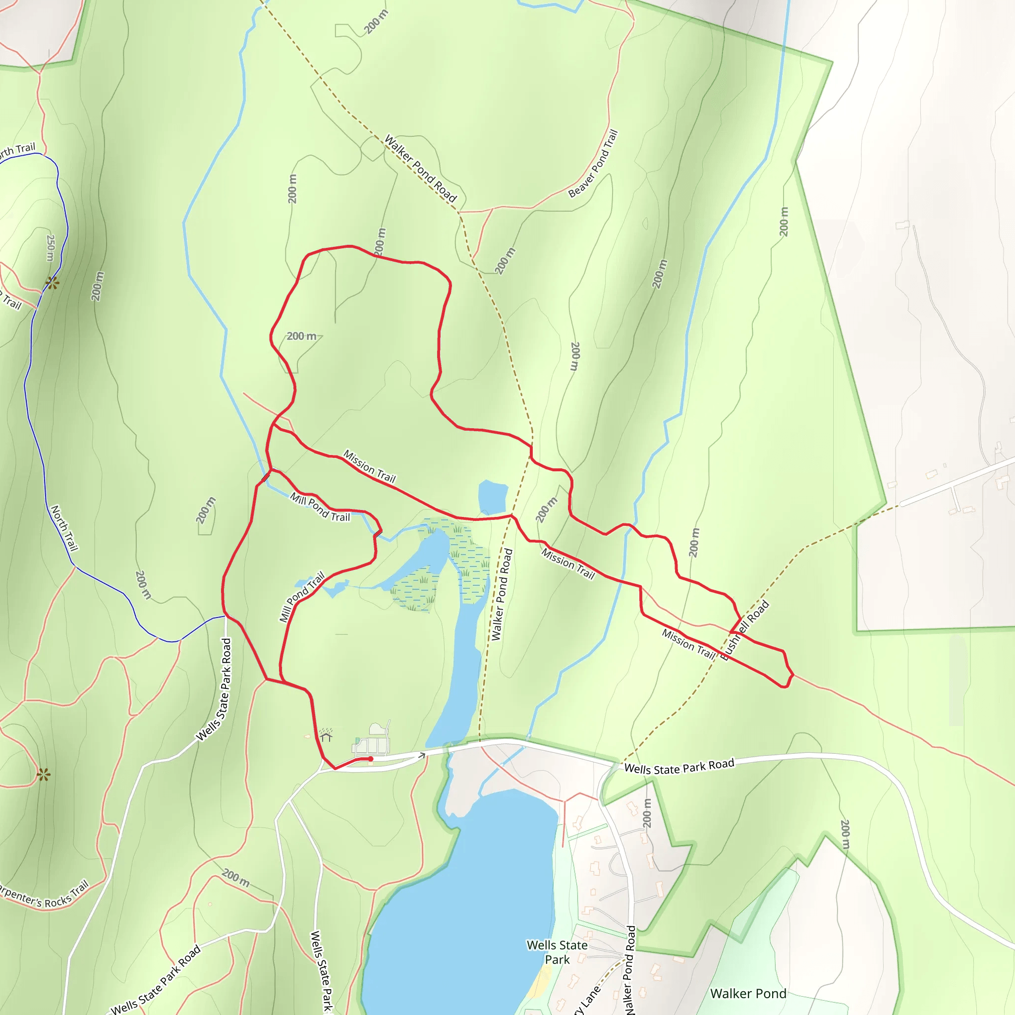 Mill Pond and Mission Trail Loop mobile static map