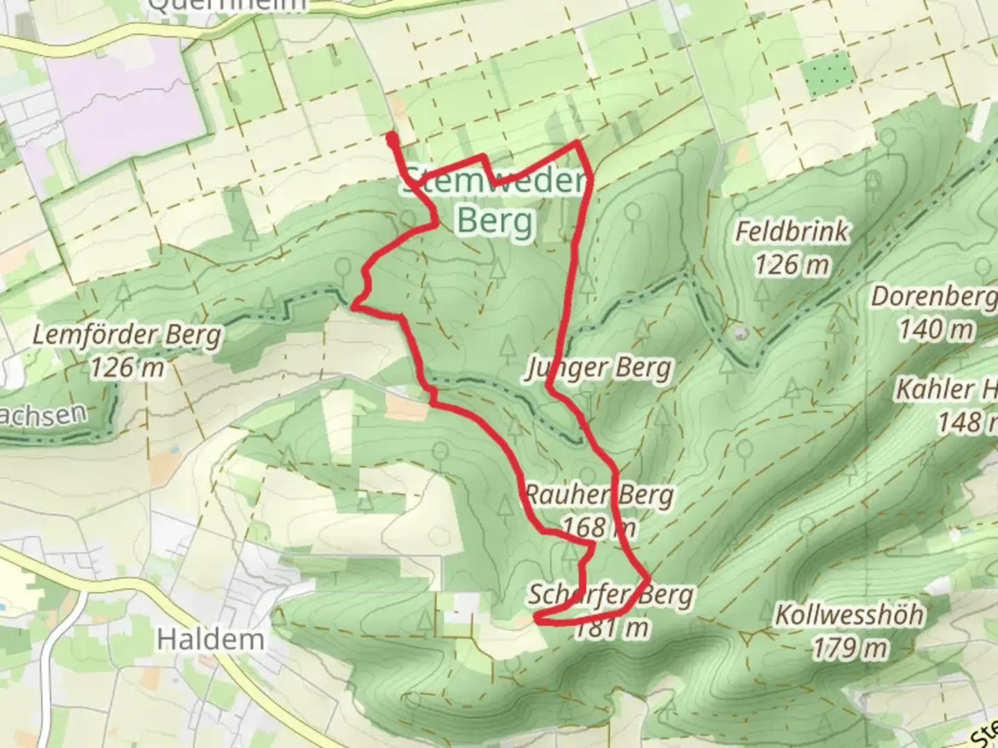 An image depicting the trail Scharfer Berg Loop and its surrounding area.