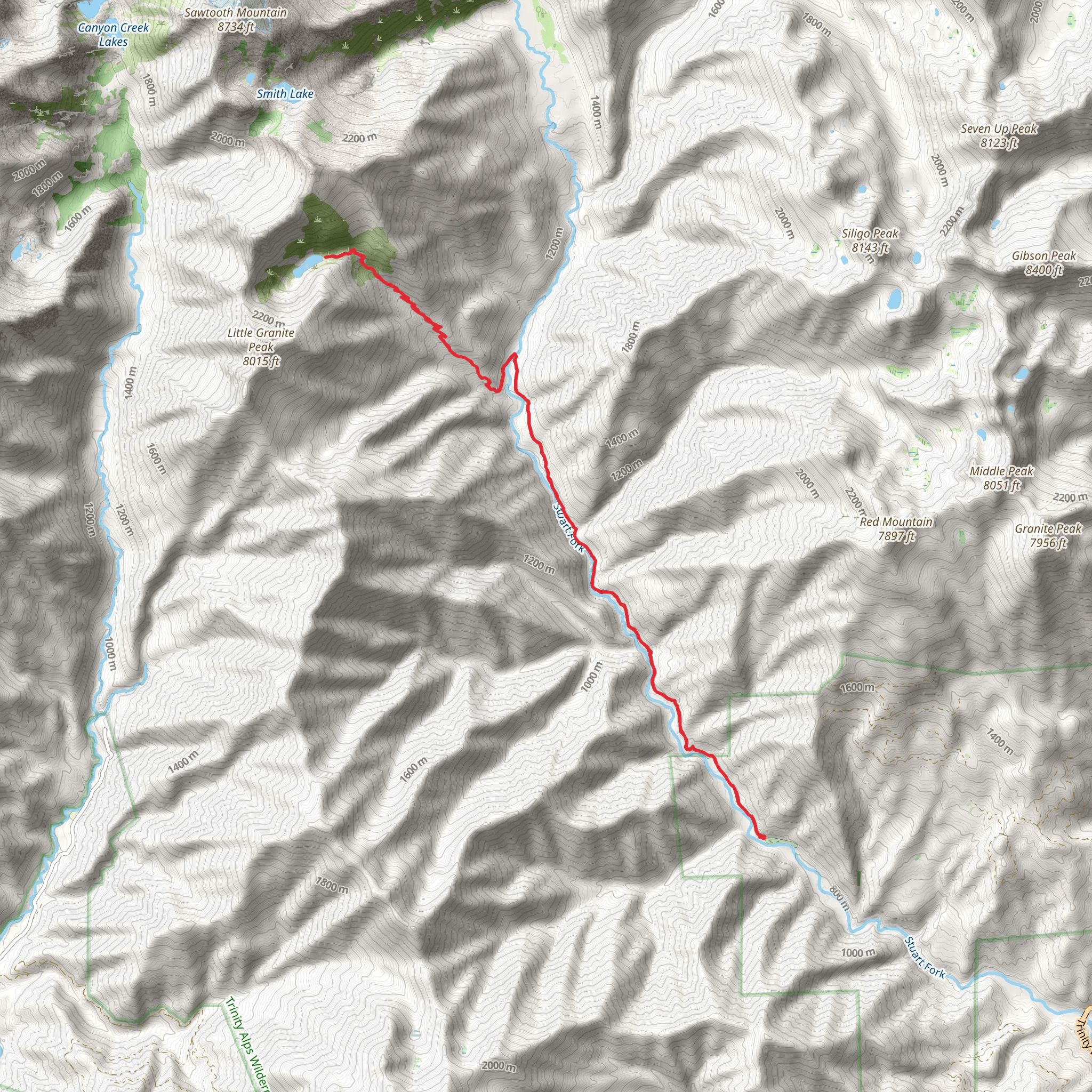 Alpine Lake via Stuart Fork Trail mobile static map