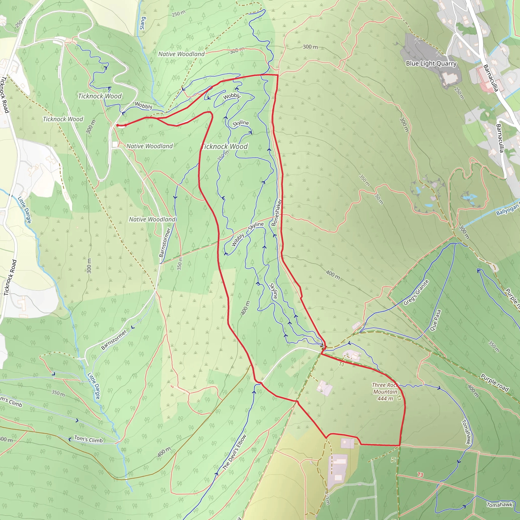 Three Rock and Ticknock mobile static map