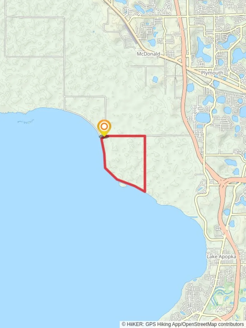 An image depicting the trail Lake Apopka Loop Trail and Lake Apopka Wildlife Drive - Lust Road Loop and its surrounding area.