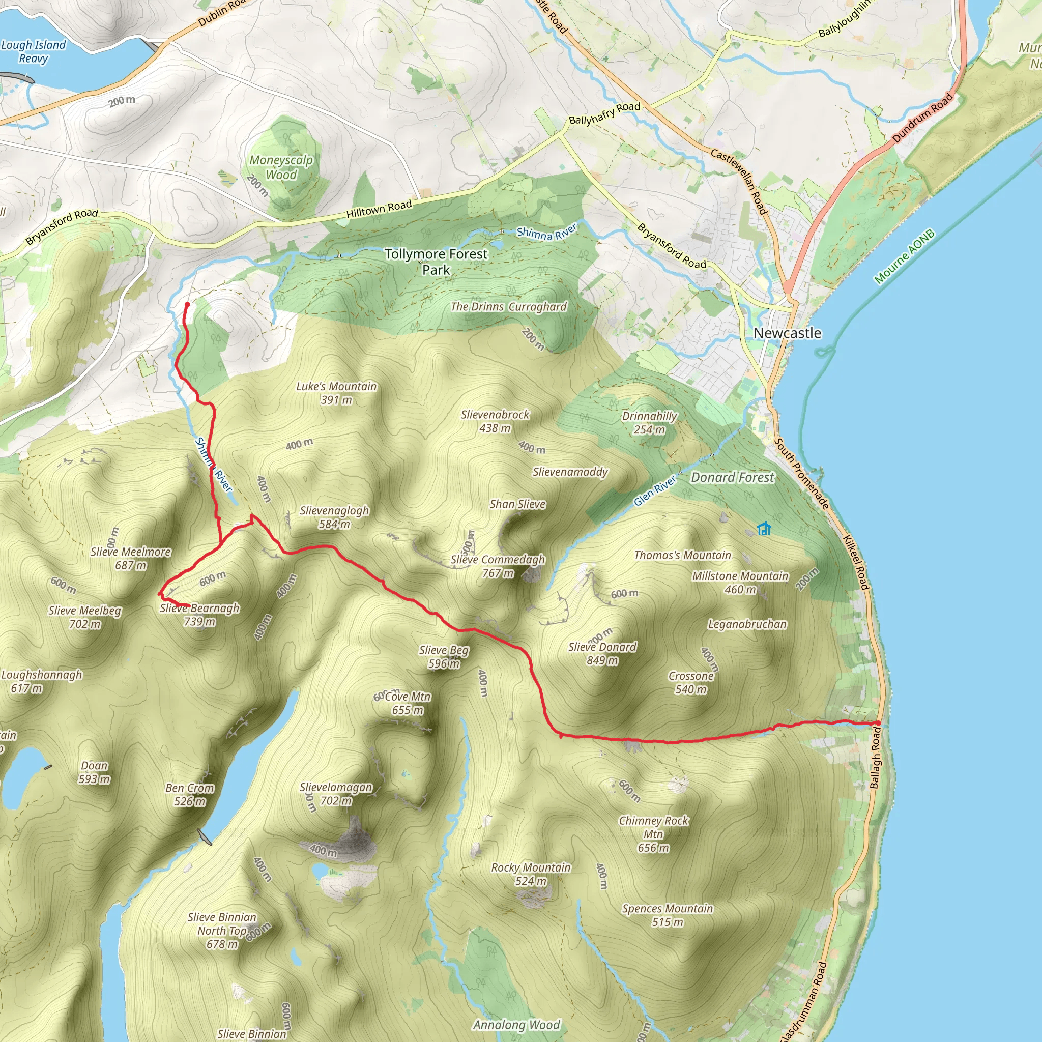 Trassey - Bearnagh - Bloody bridge mobile static map