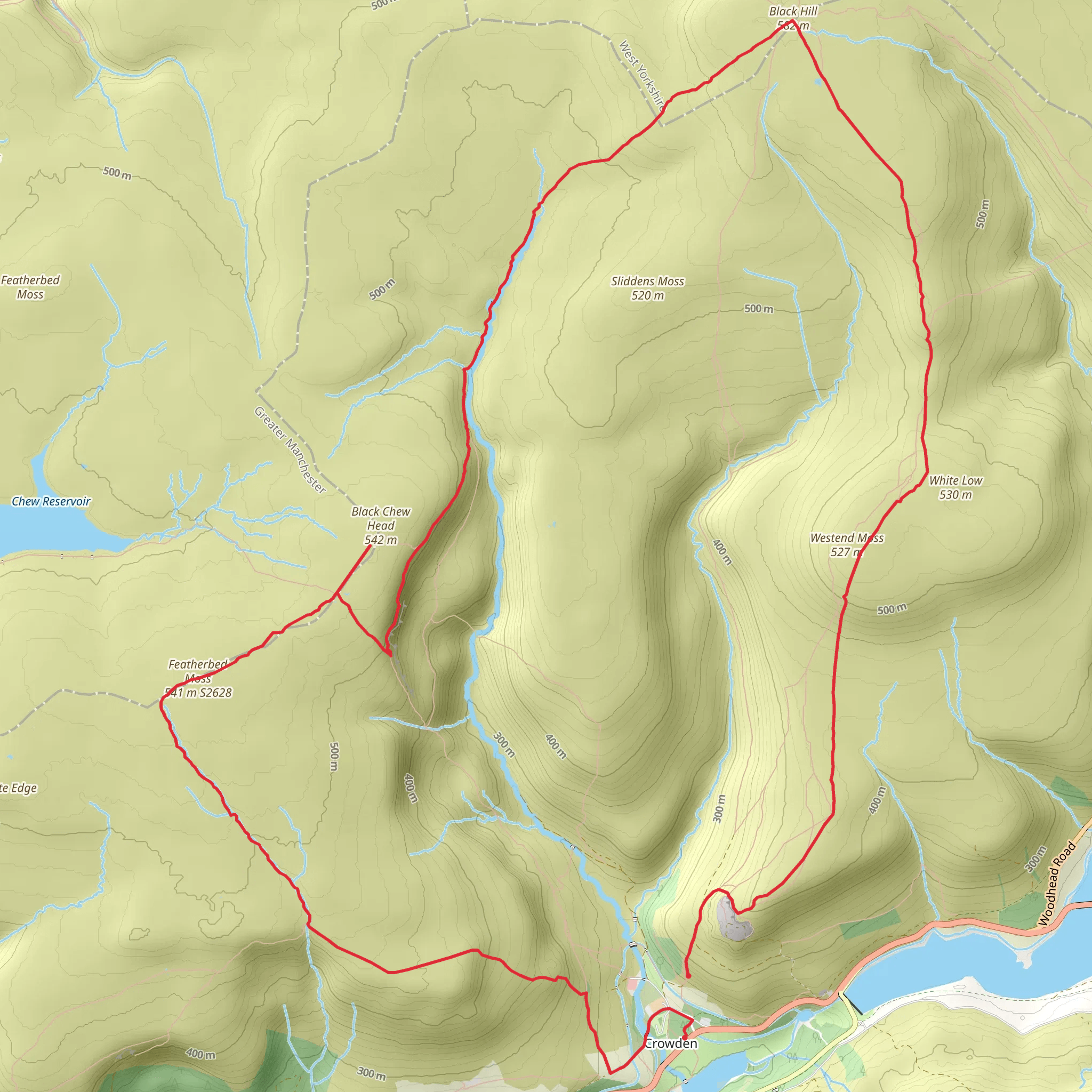 Crowden Featherbed Blackchew Black Hill Hey Edge Quarry Circular mobile static map