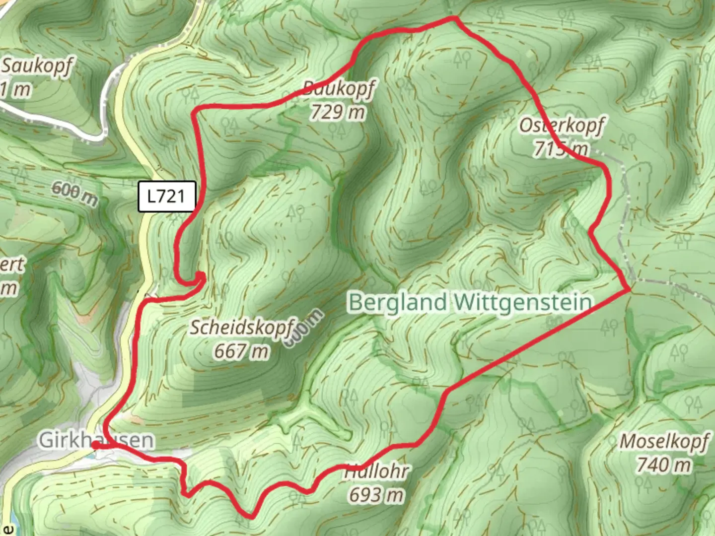 An image depicting the trail Girkhausen Rundweg and its surrounding area.