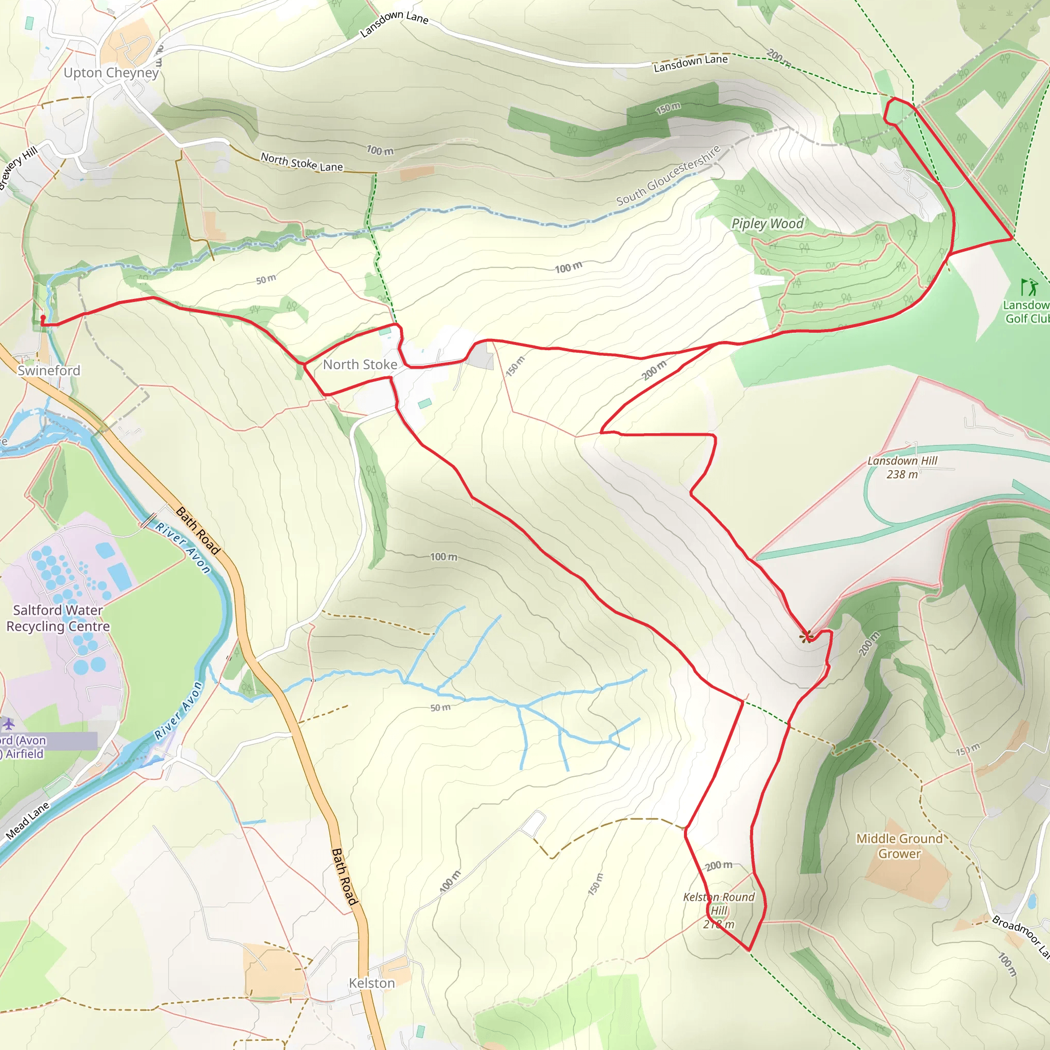 Pipley Wood, Prospect Stile and Kelston Round Hill Loop mobile static map
