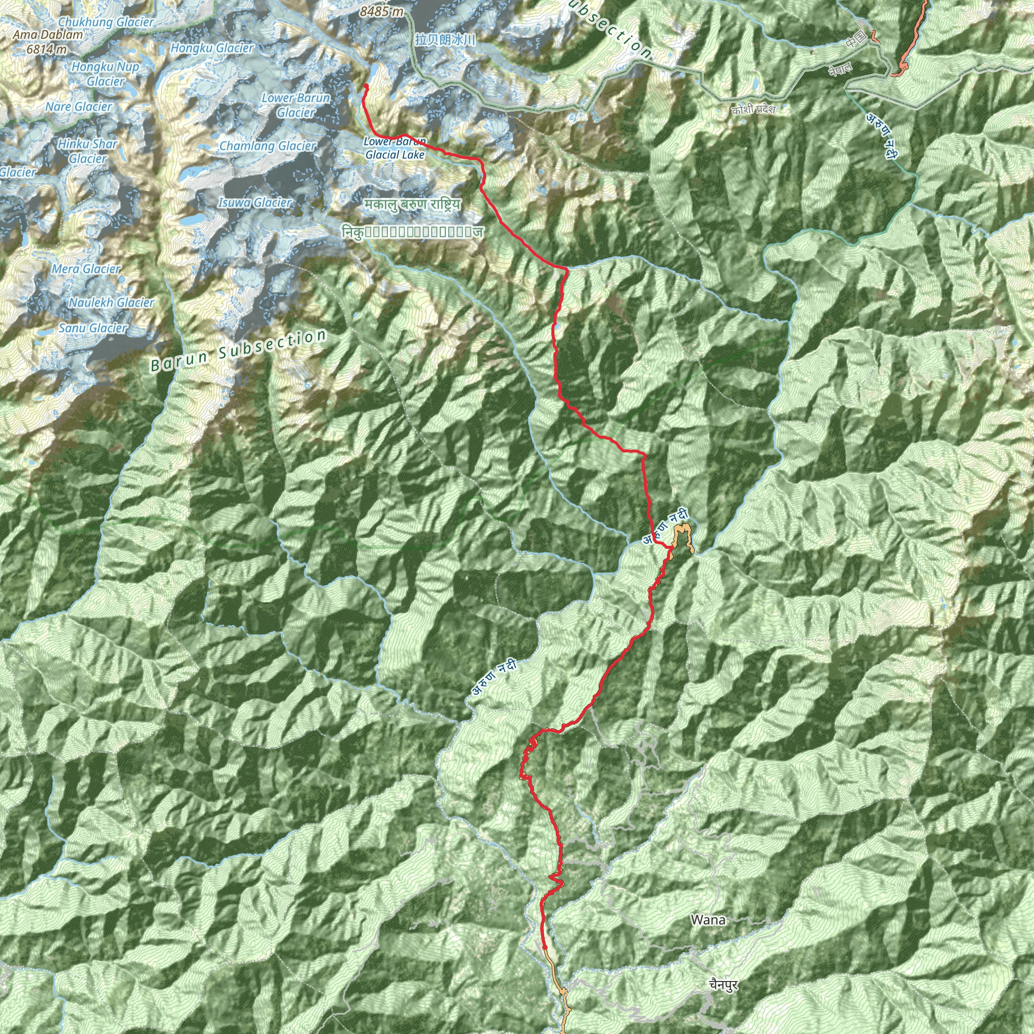Makalu Base Camp Trek mobile static map