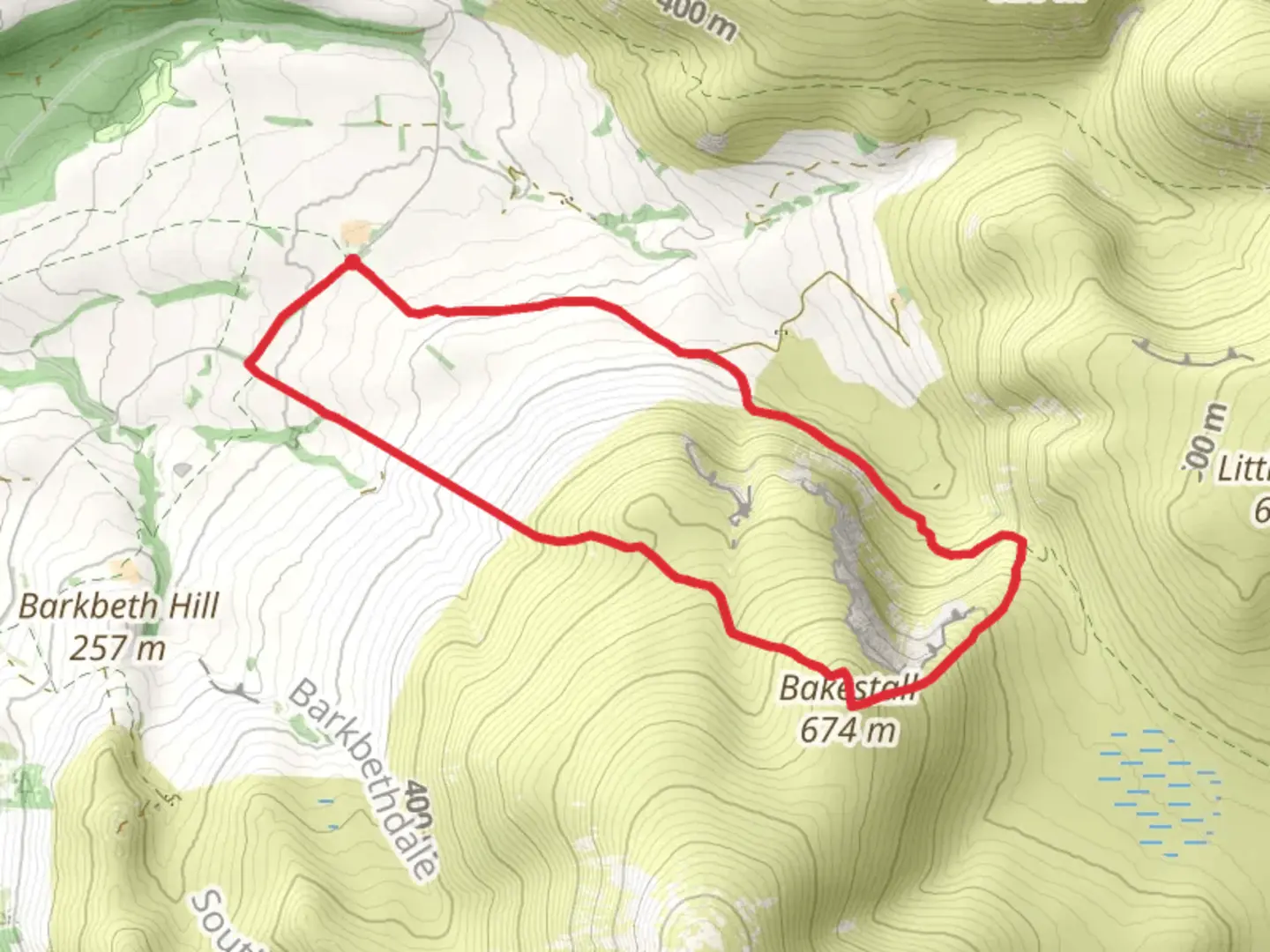 An image depicting the trail Bakestall and Tanter Hill Loop via Cumbria Way and its surrounding area.