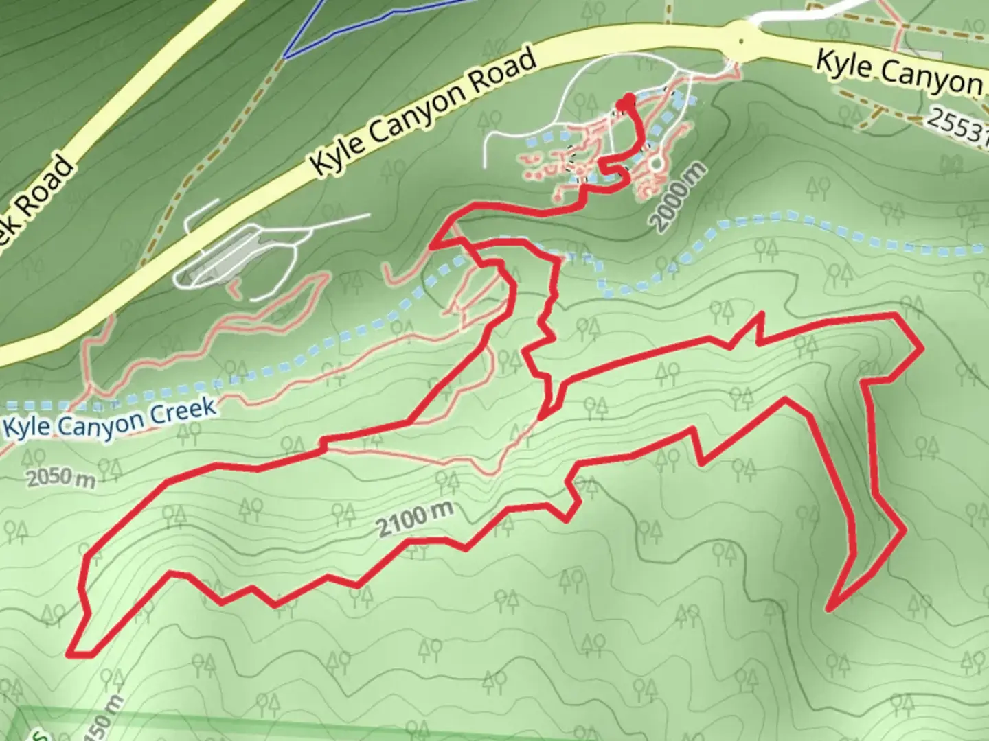 An image depicting the trail Kyle Canyon Road Loop and its surrounding area.