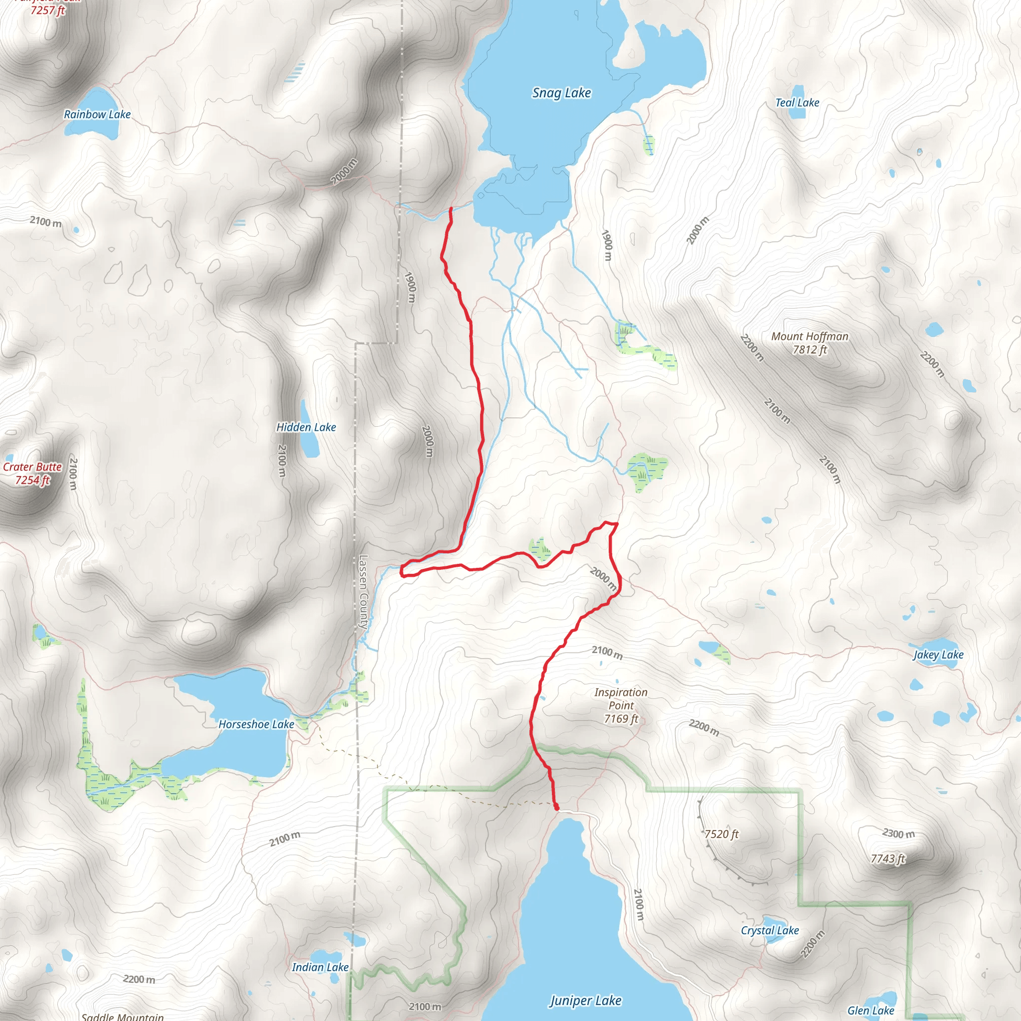 Grassy Creek to Snag Lake Trail mobile static map