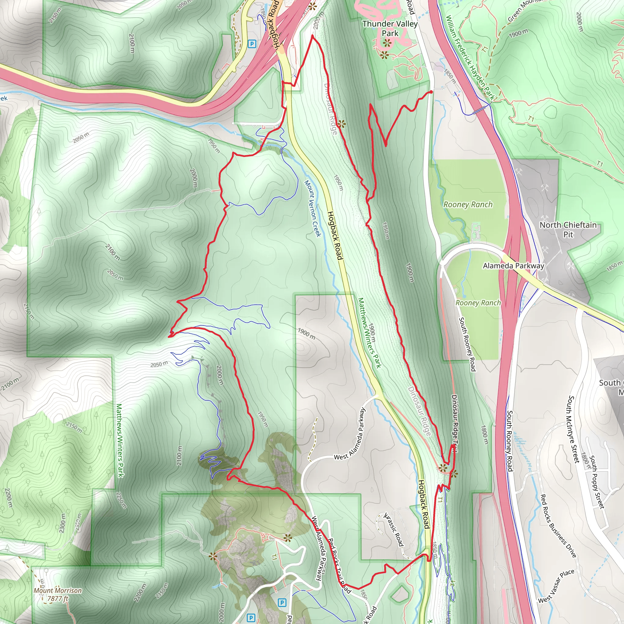 Dakota Ridge Trail and Red Rocks Trail Loop mobile static map